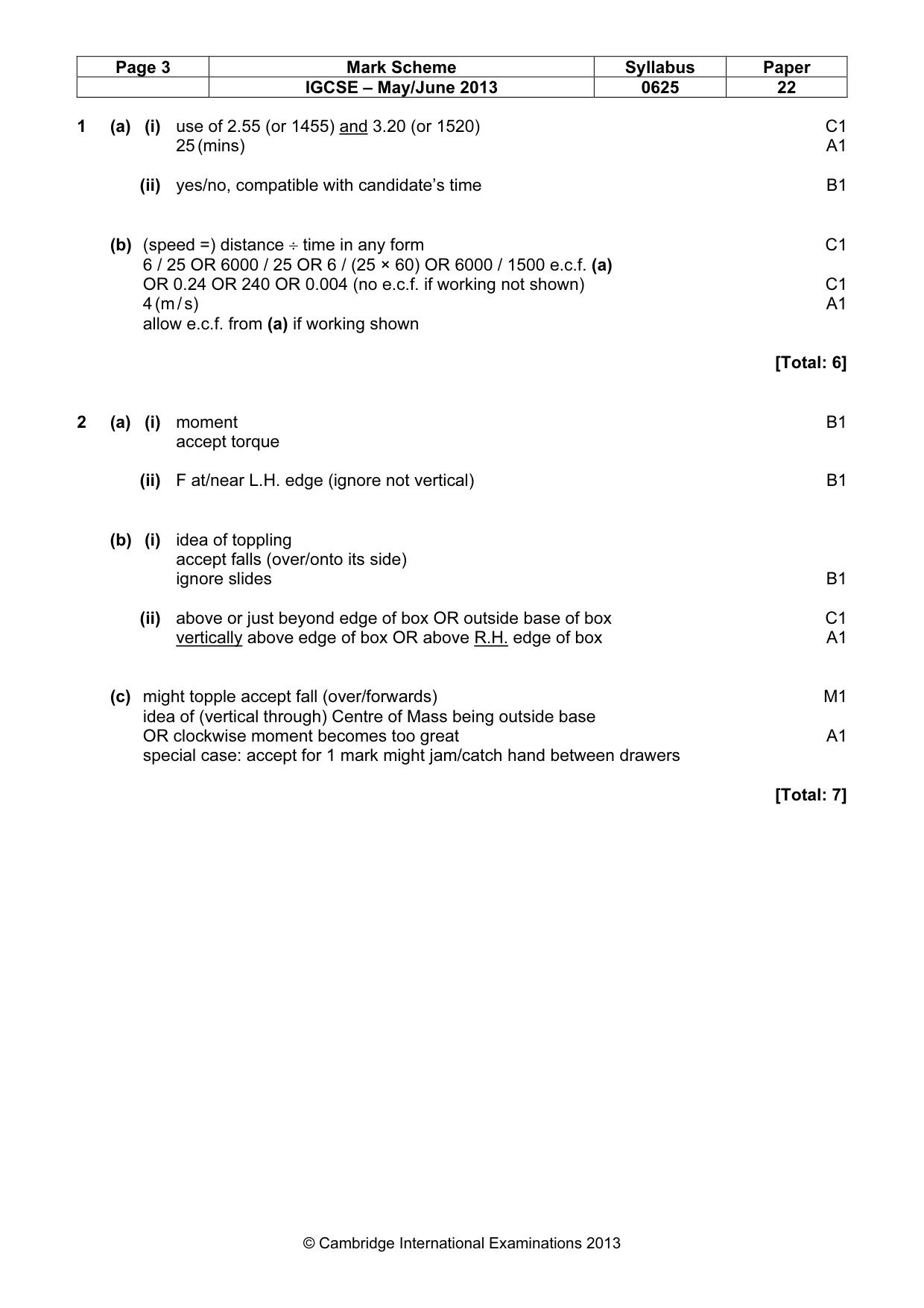 Mark scheme, page 3 of 8