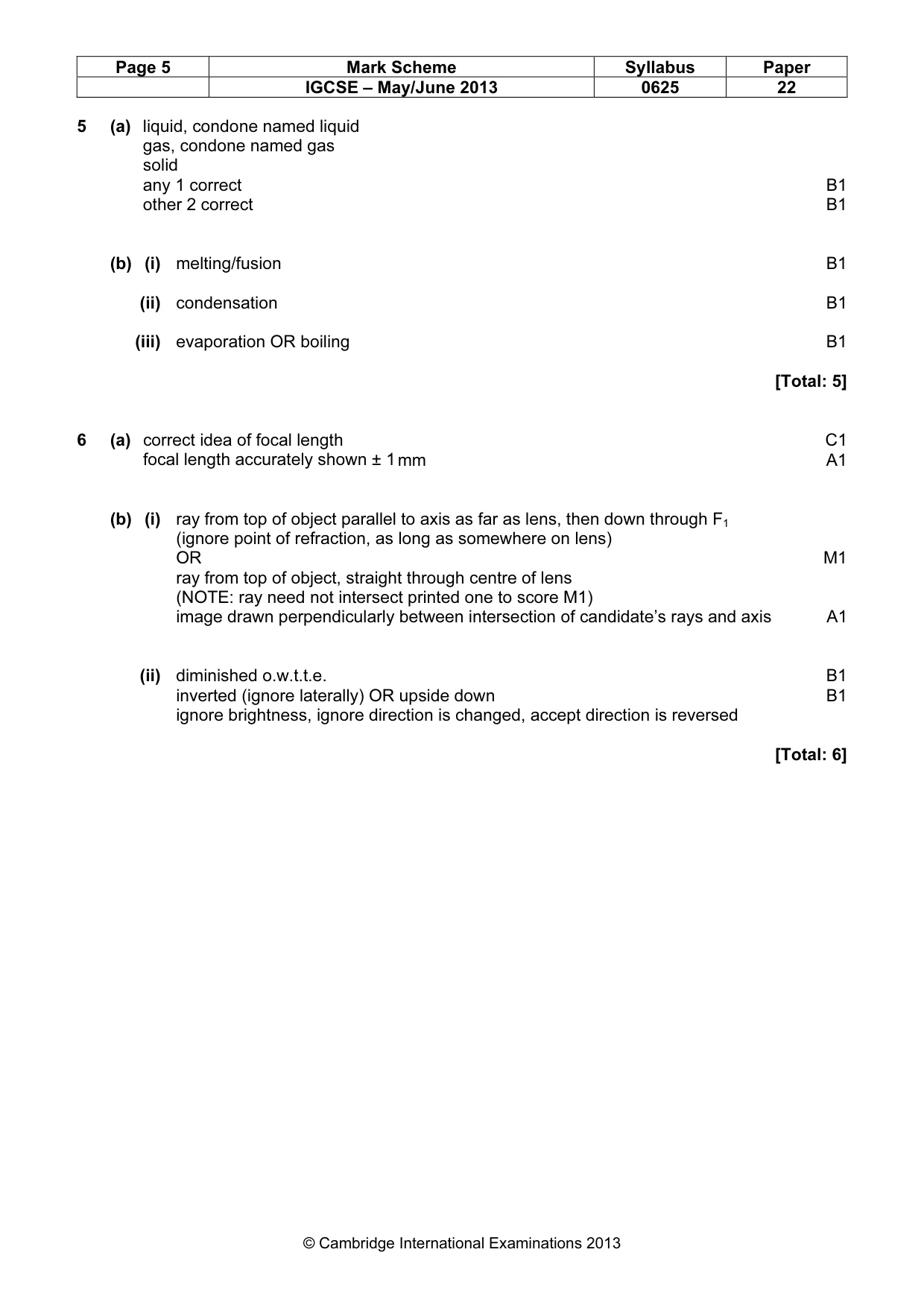 Mark scheme, page 5 of 8