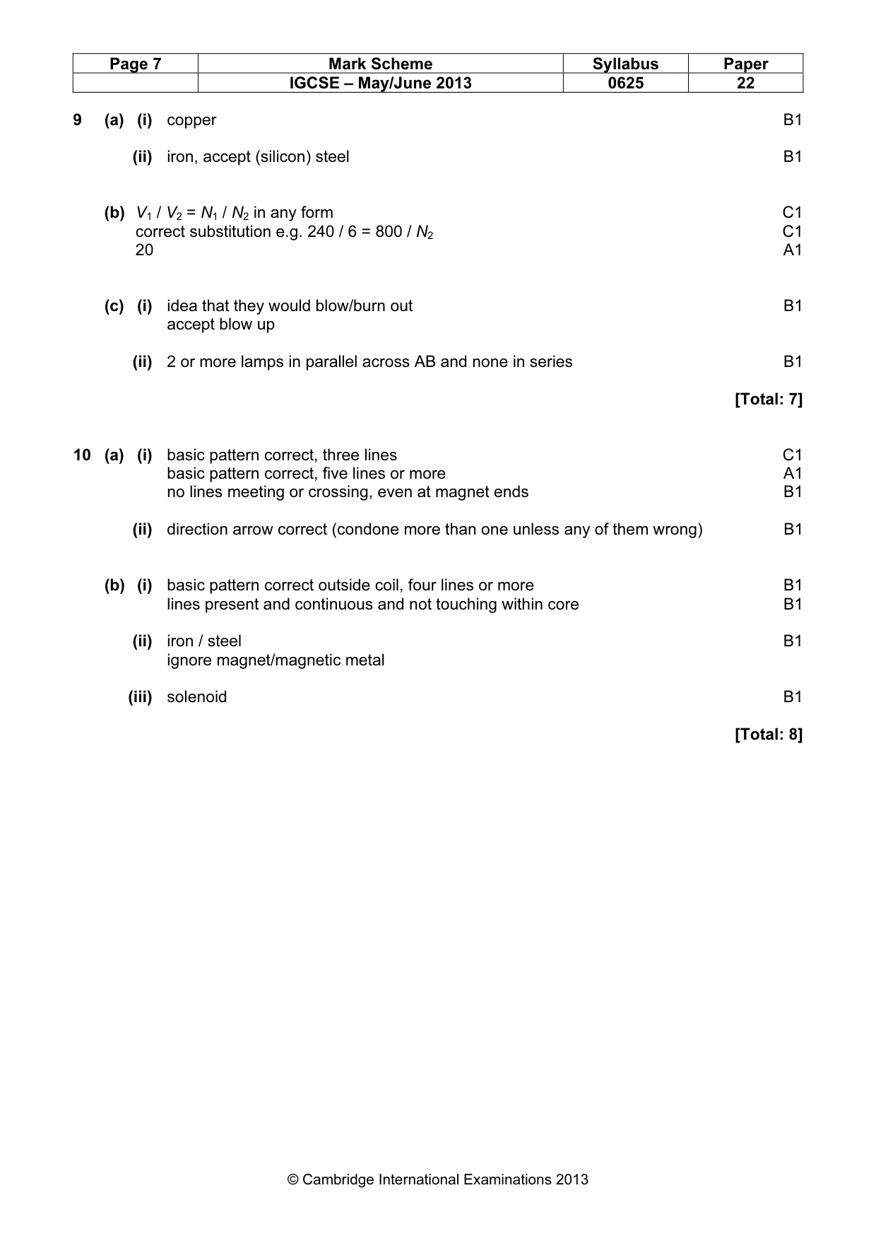 Mark scheme, page 7 of 8