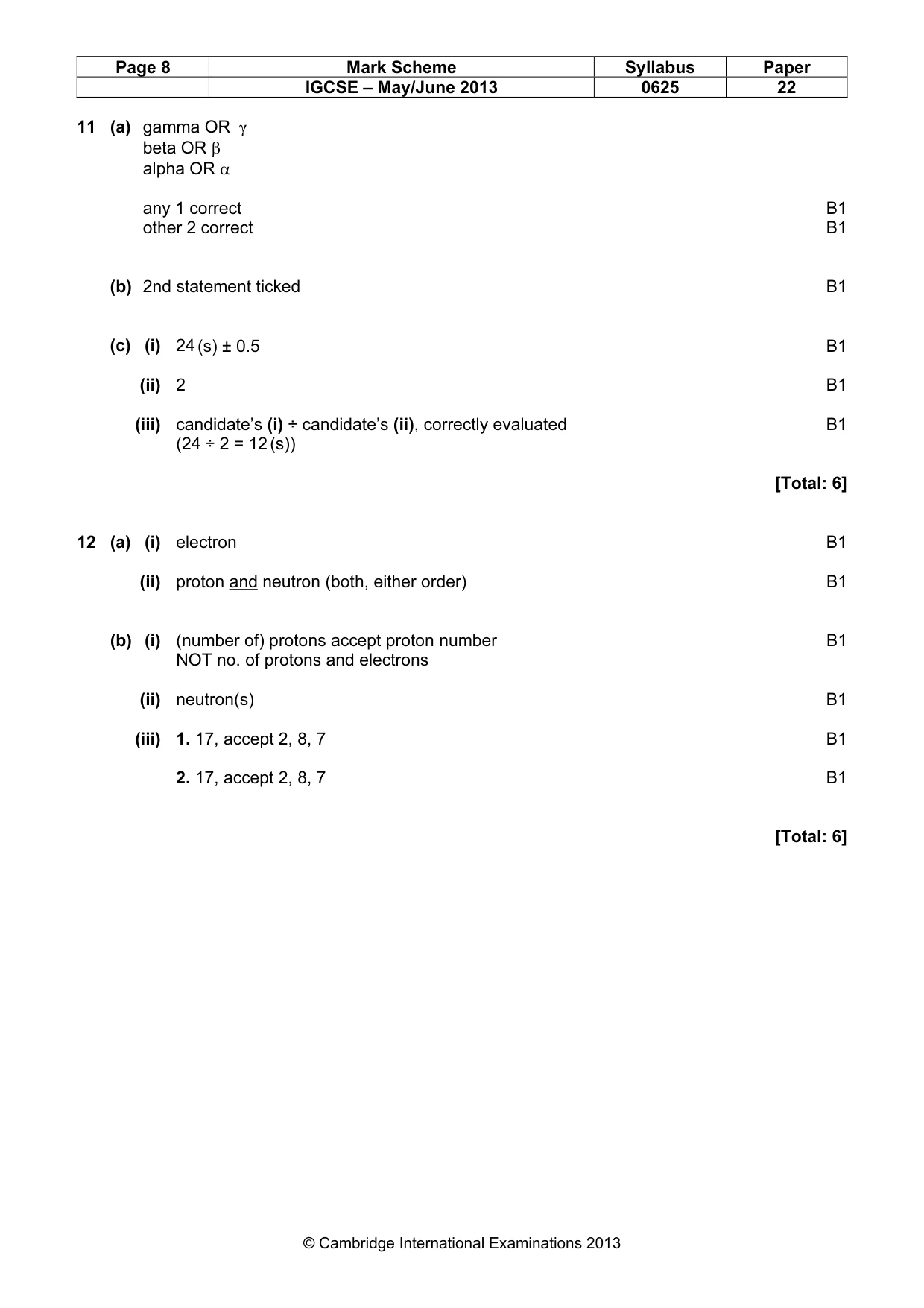 Mark scheme, page 8 of 8