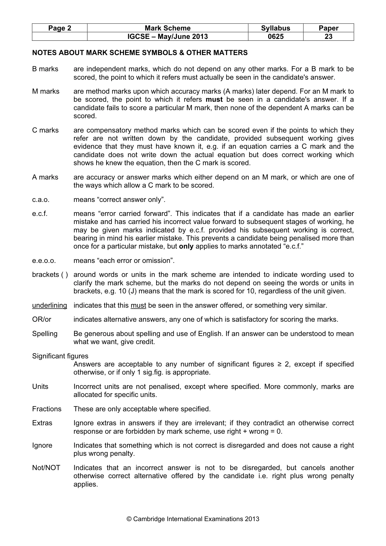 Mark scheme, page 2 of 6