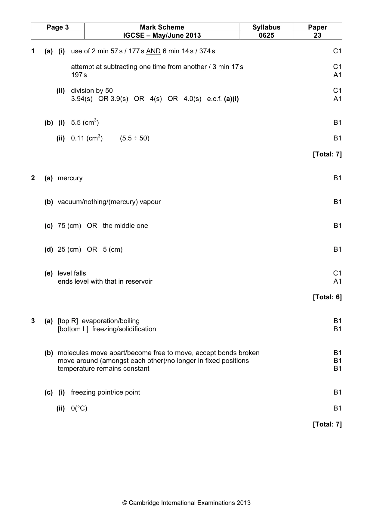 Mark scheme, page 3 of 6