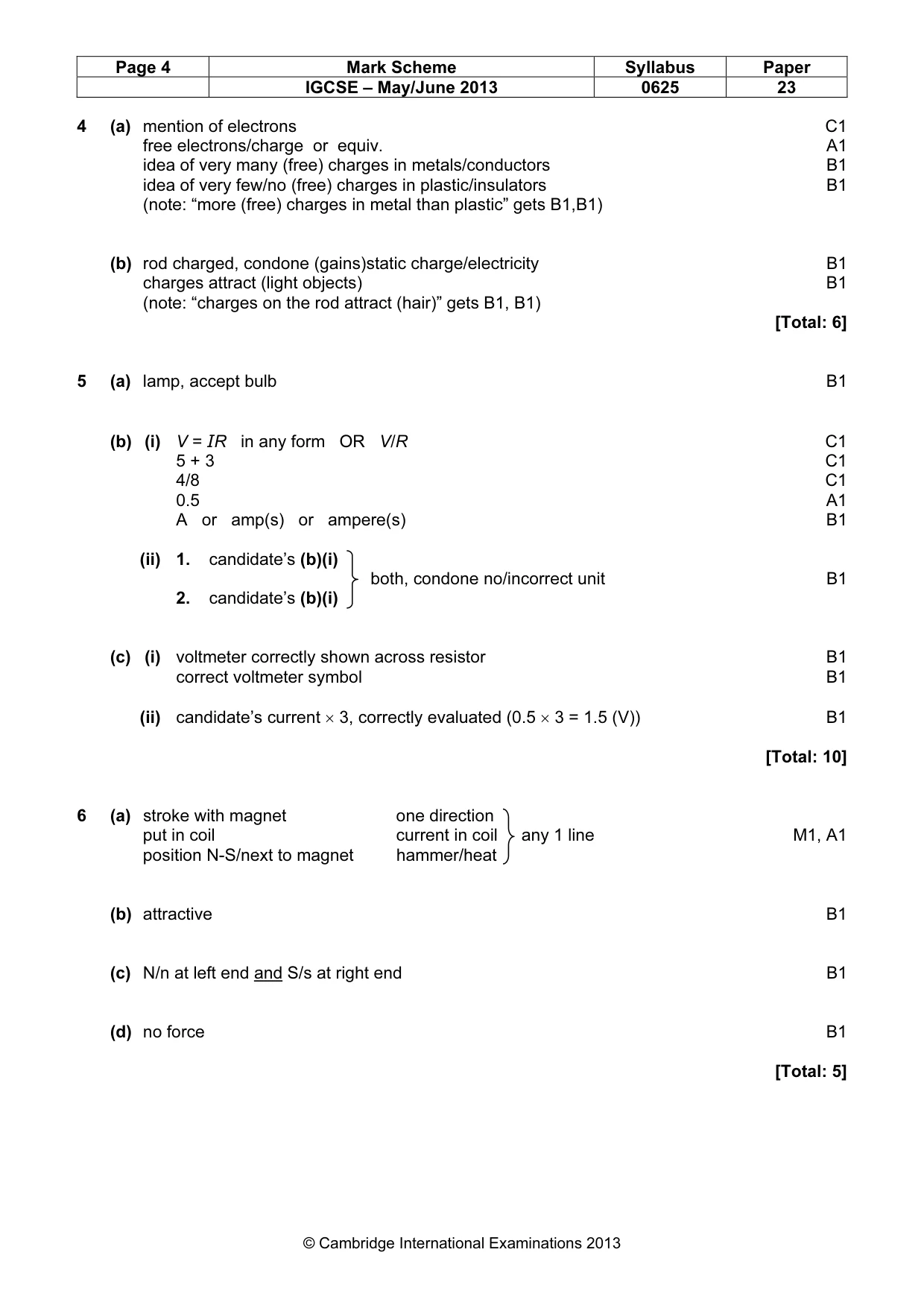 Mark scheme, page 4 of 6