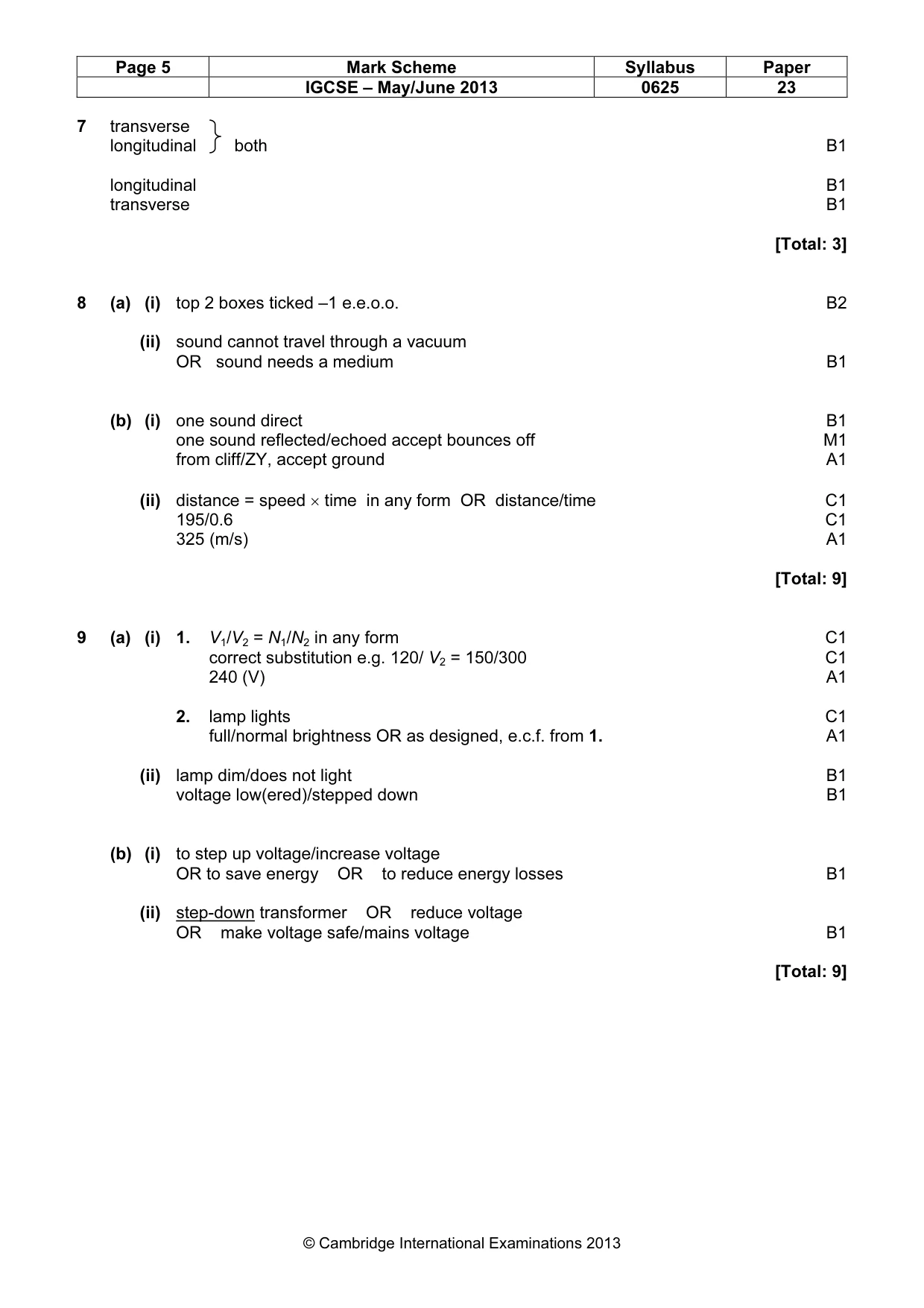 Mark scheme, page 5 of 6
