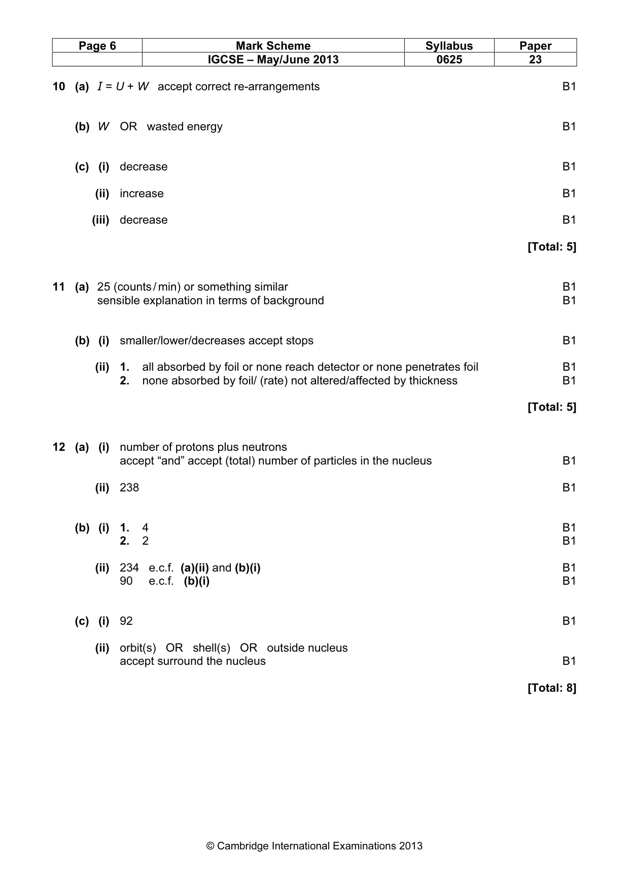 Mark scheme, page 6 of 6