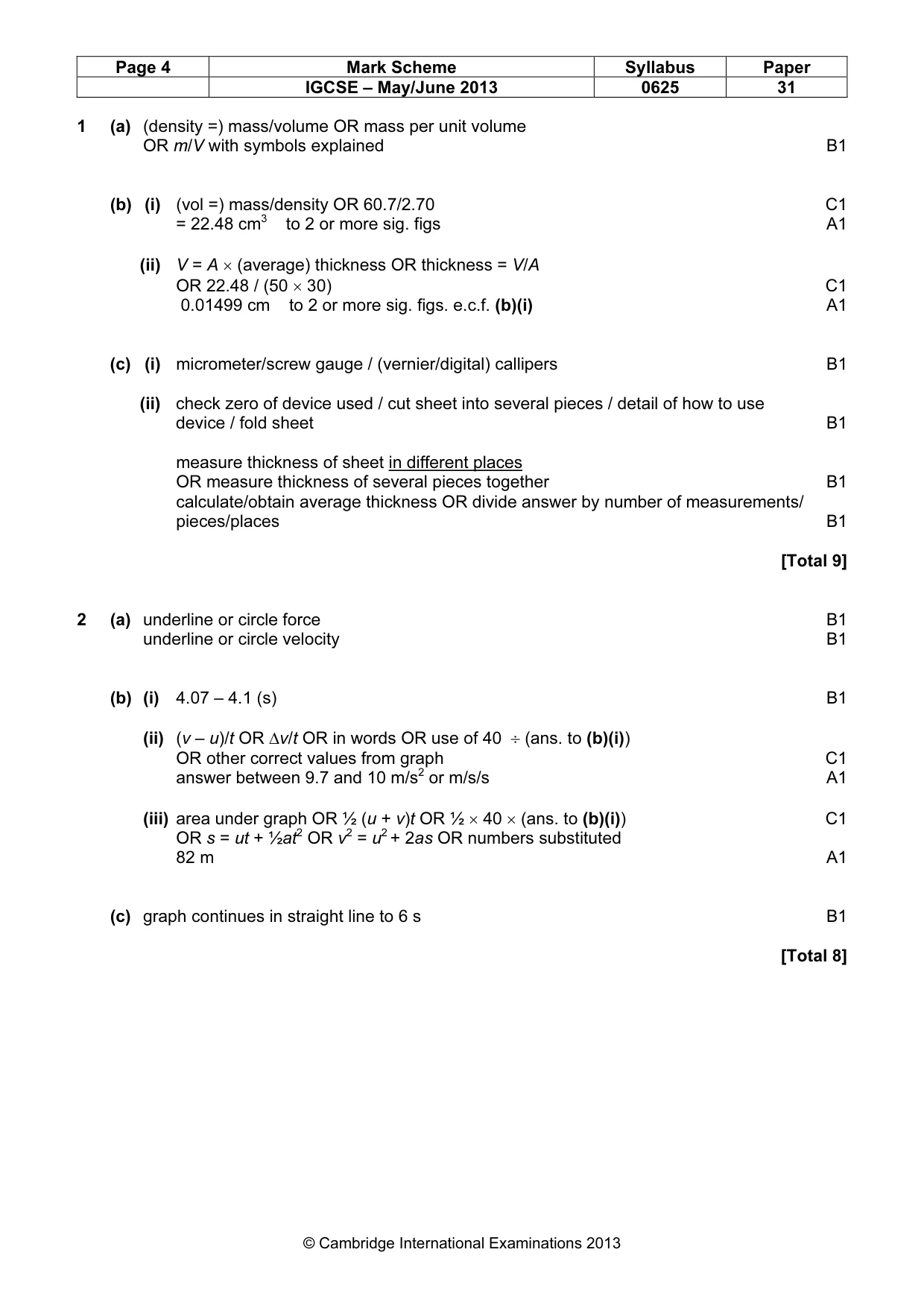 Mark scheme, page 4 of 8