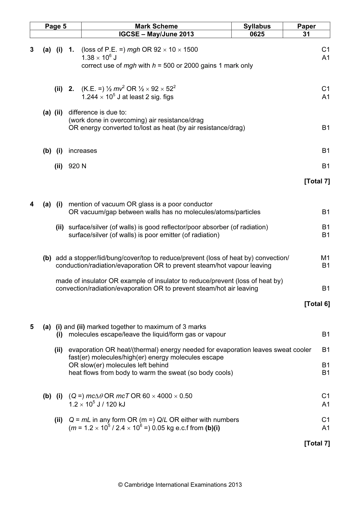 Mark scheme, page 5 of 8