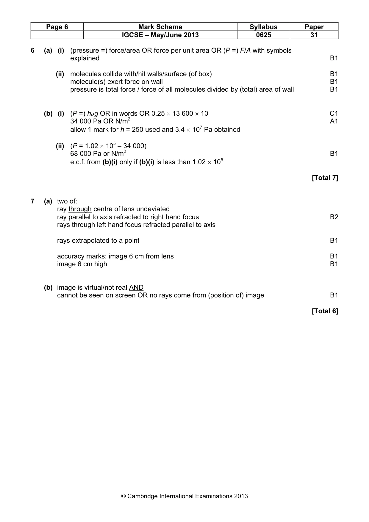Mark scheme, page 6 of 8