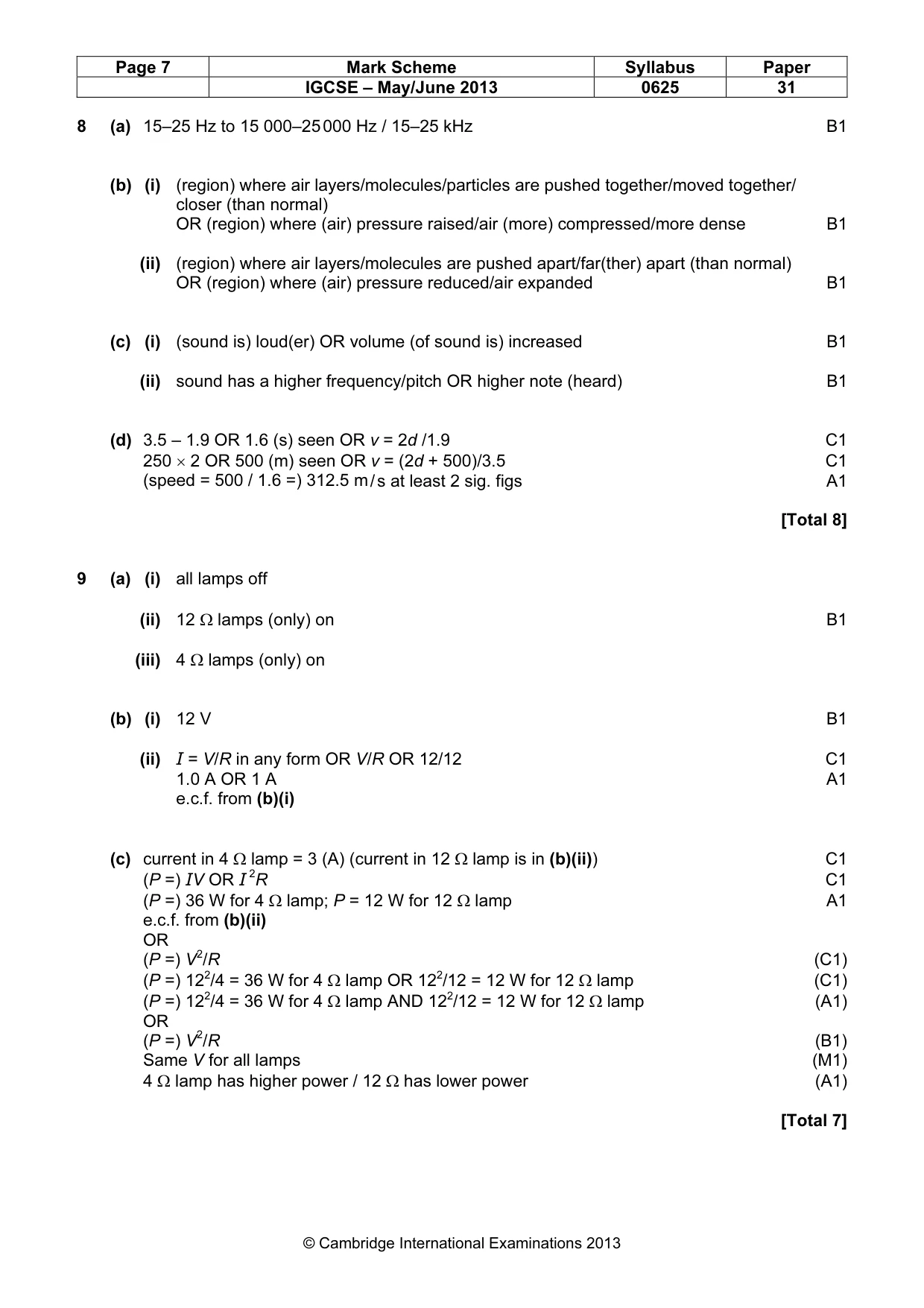 Mark scheme, page 7 of 8
