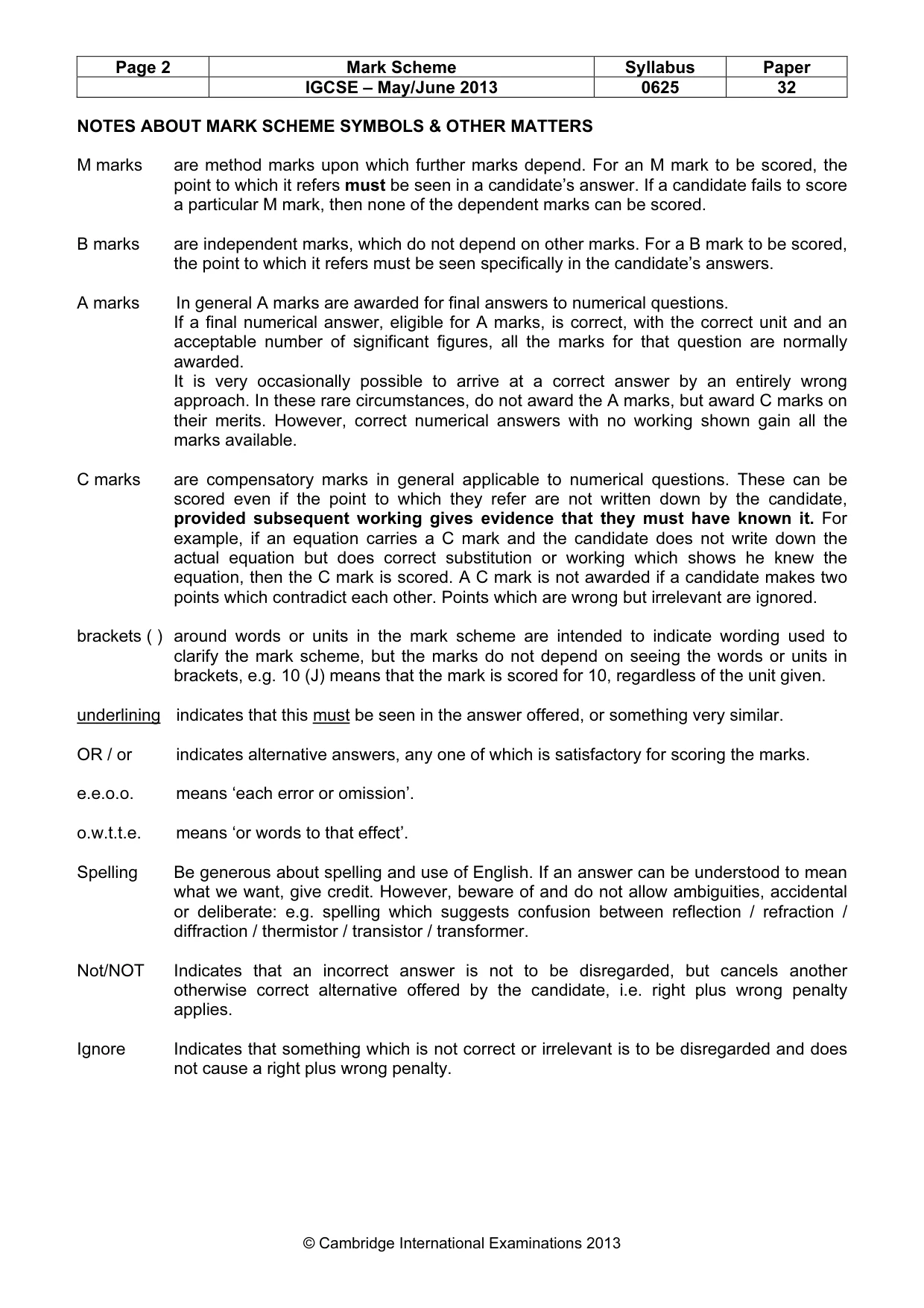 Mark scheme, page 2 of 9