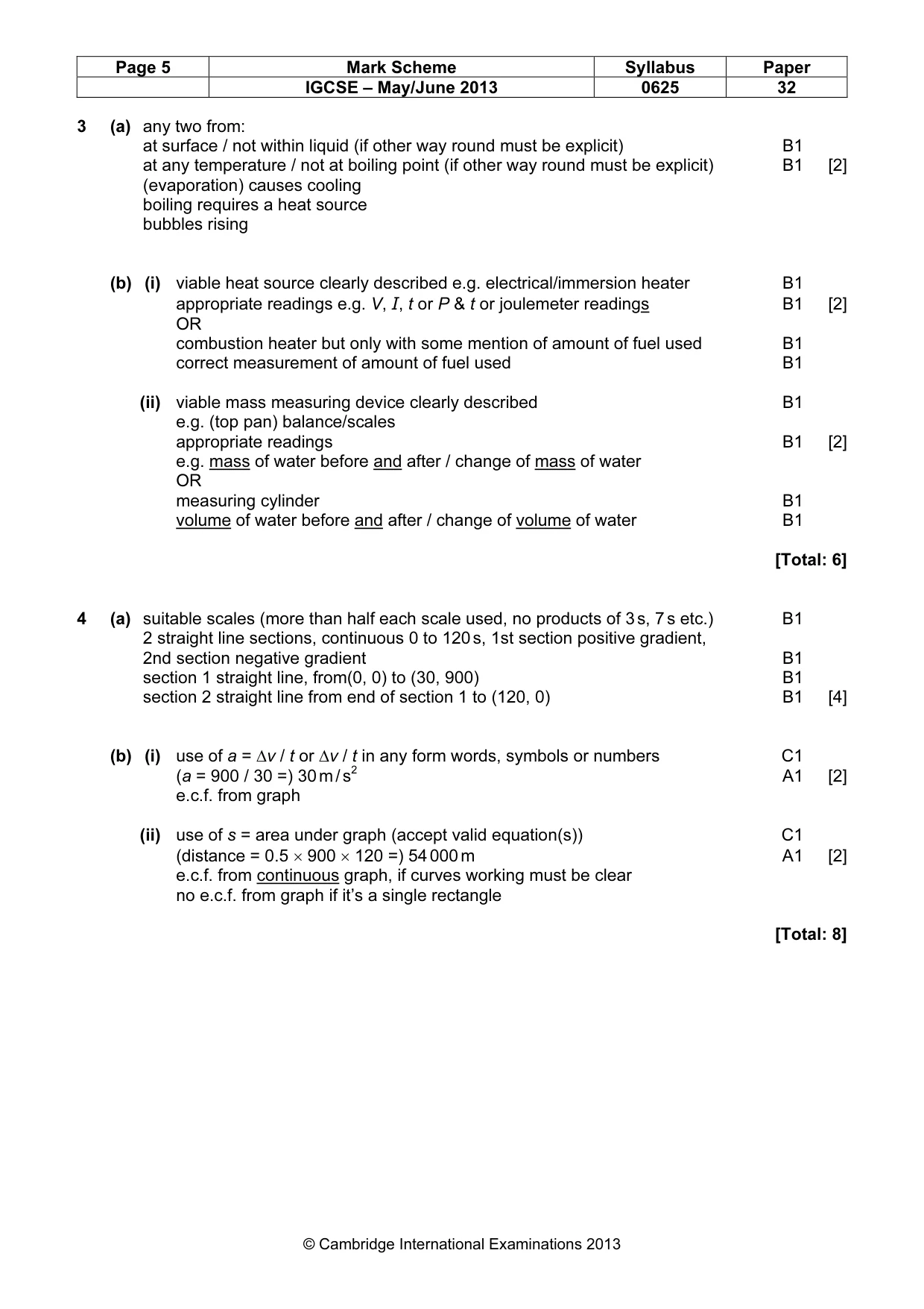 Mark scheme, page 5 of 9