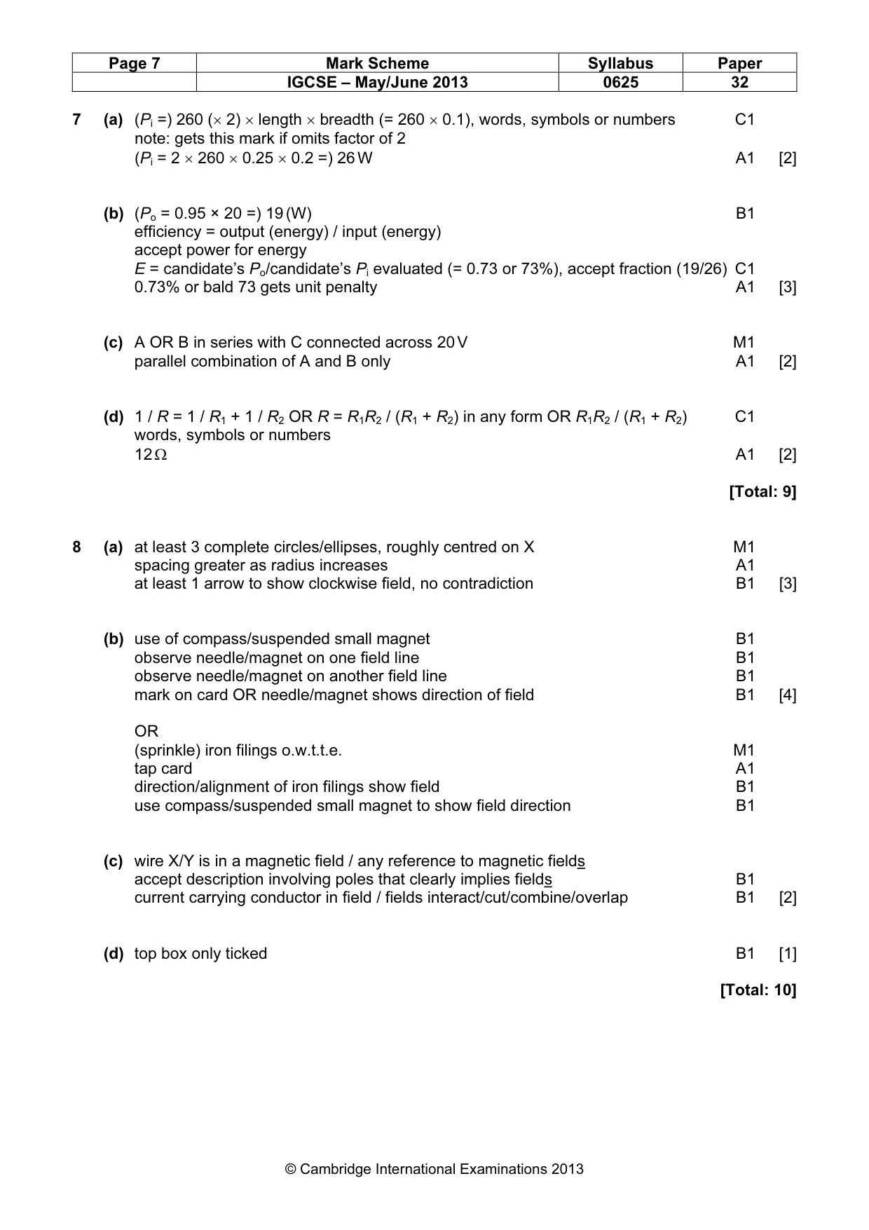 Mark scheme, page 7 of 9