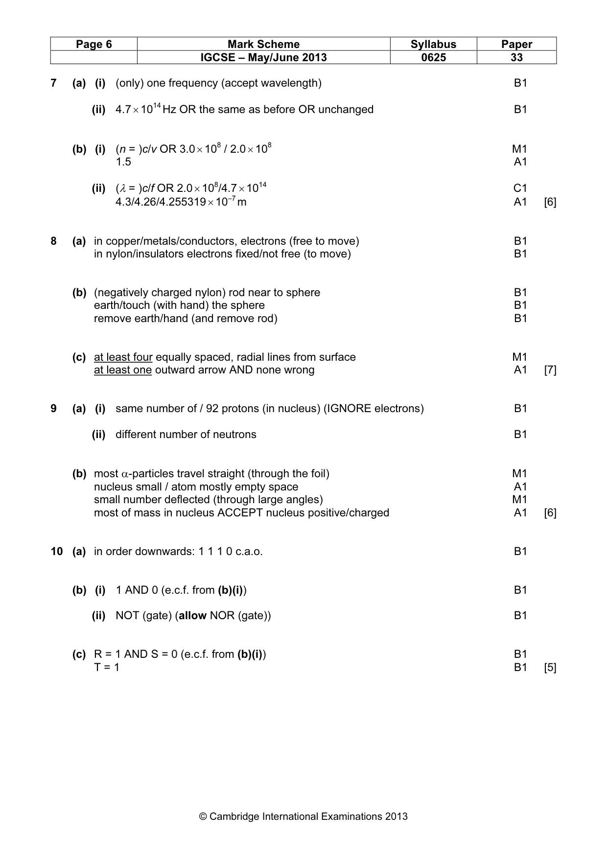 Mark scheme, page 6 of 7