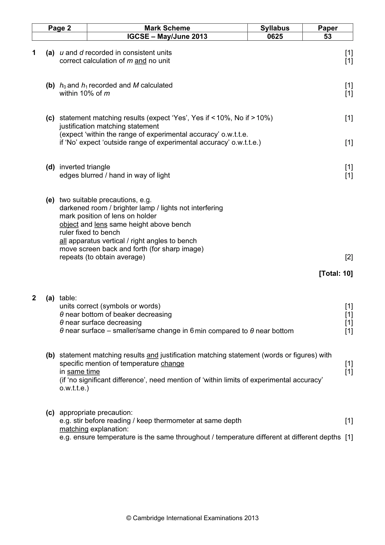 Mark scheme, page 2 of 4