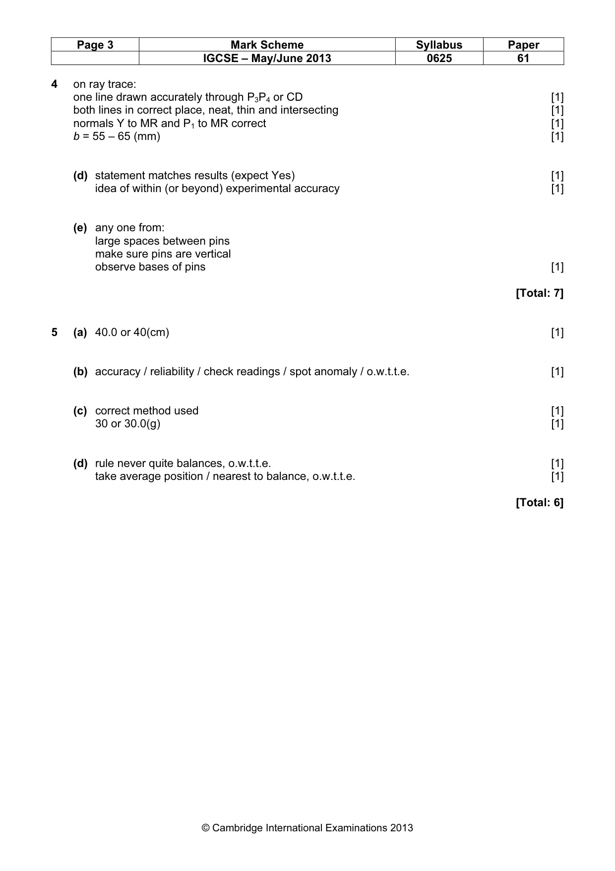 Mark scheme, page 3 of 3