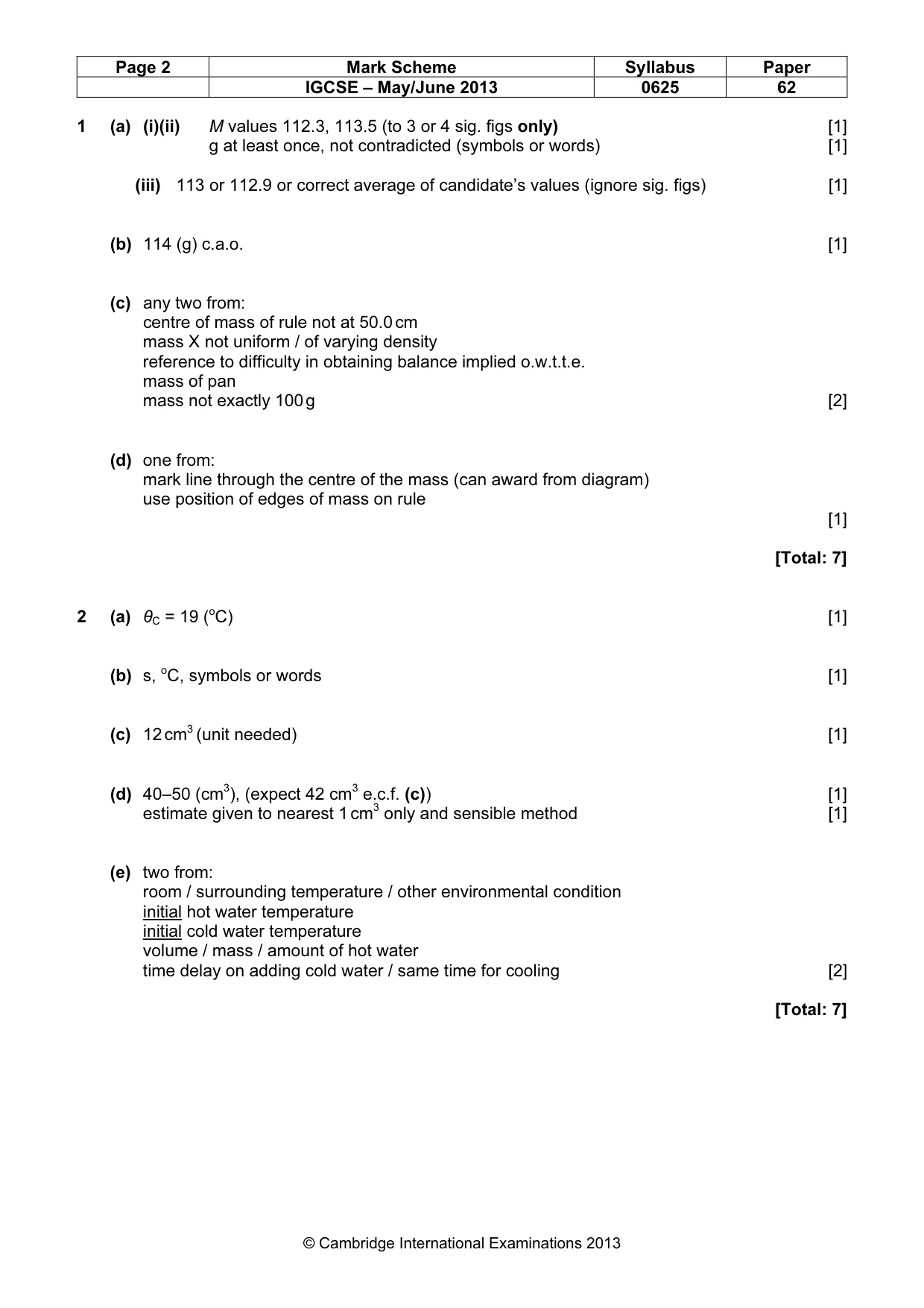Mark scheme, page 2 of 4