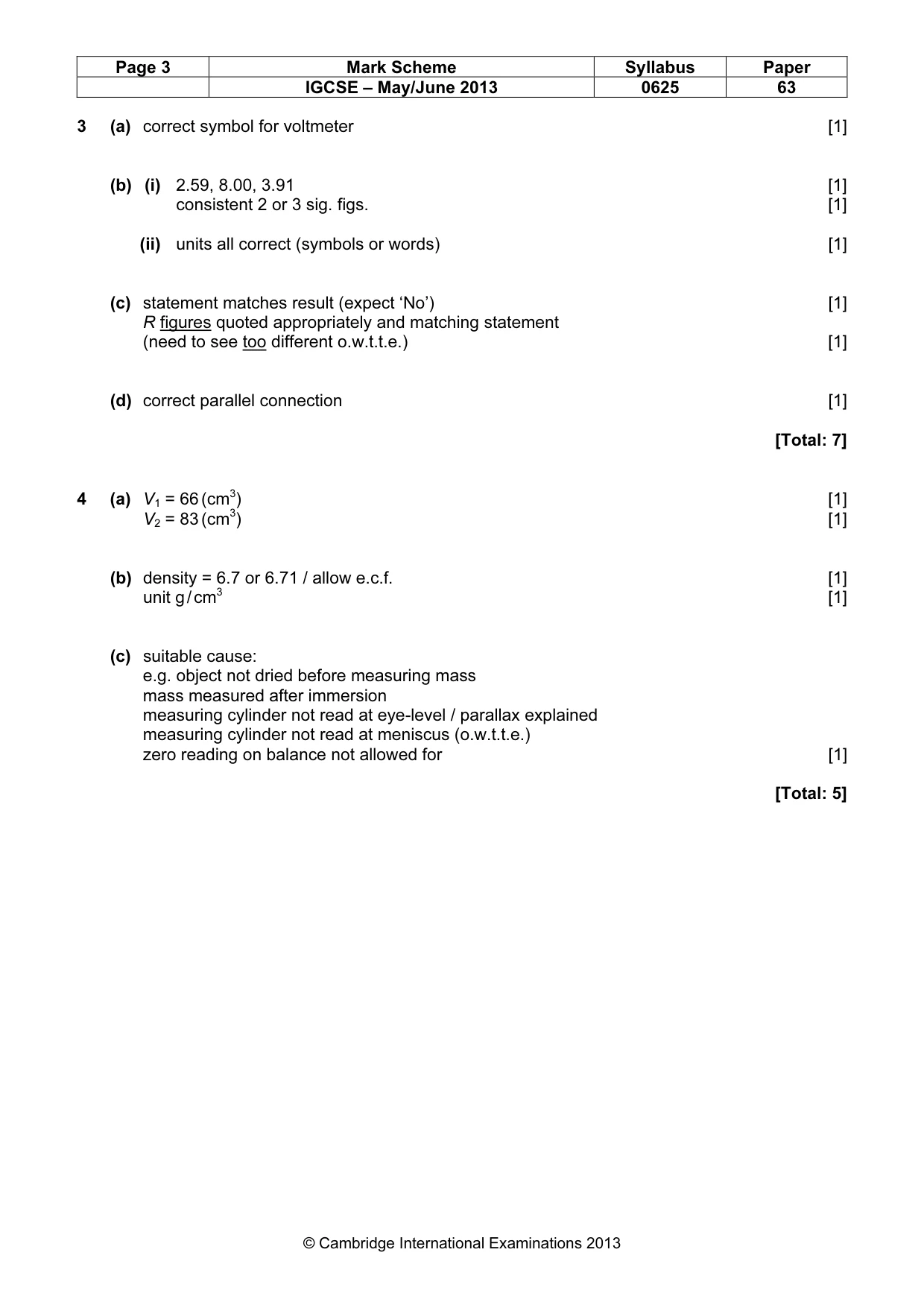 Mark scheme, page 3 of 4