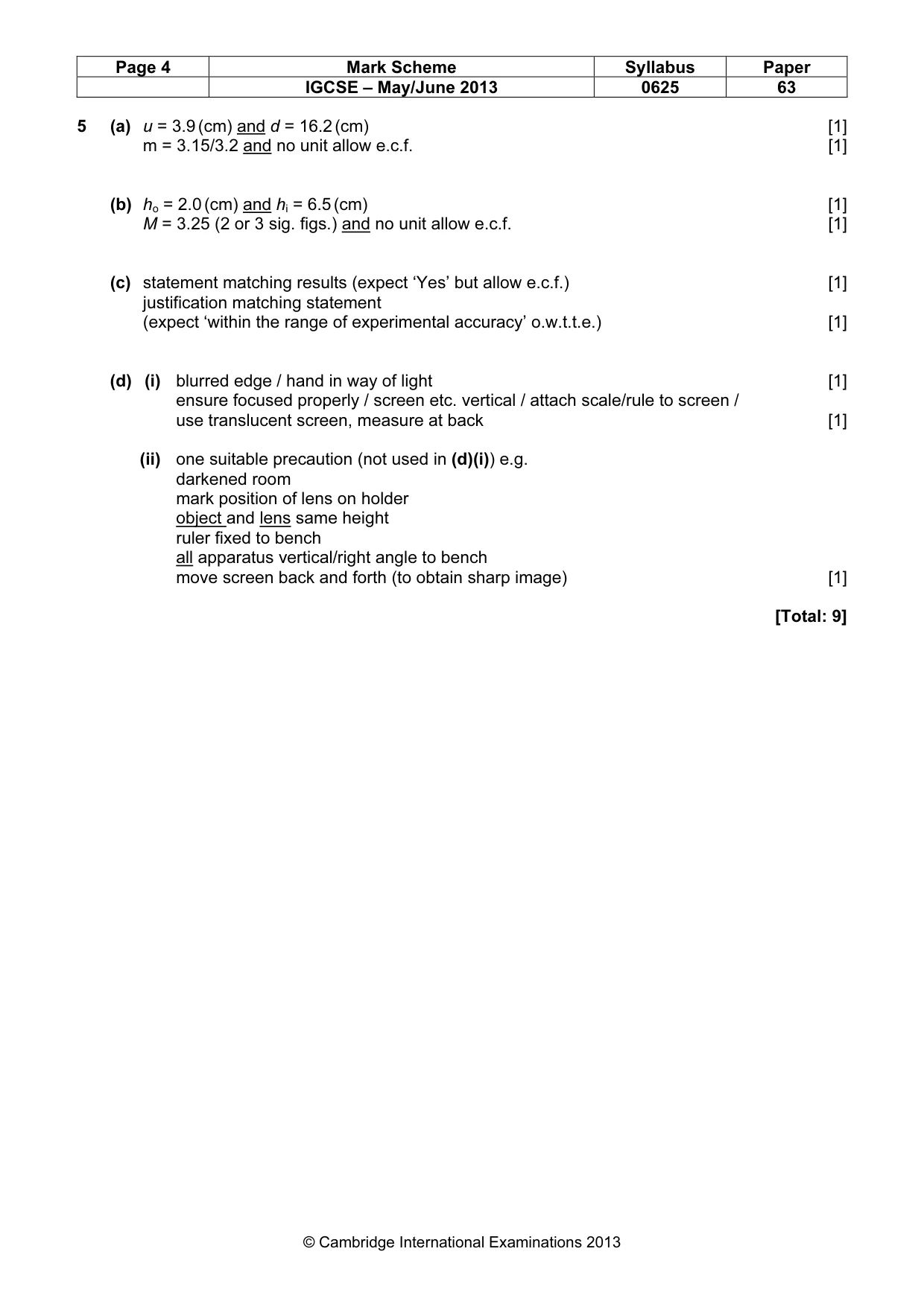 Mark scheme, page 4 of 4