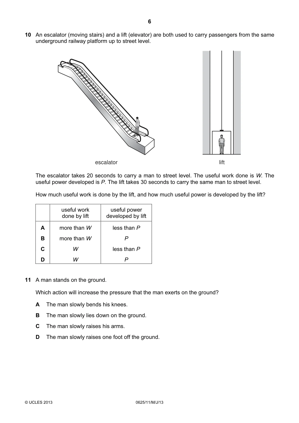 Cambridge IGCSE Physics 0625 2013 May/June Paper 1 · Variant 1 question paper, page 6 of 20