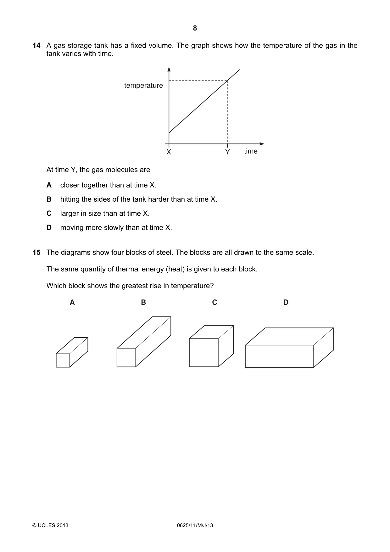 Cambridge IGCSE Physics 0625 2013 May/June Paper 1 · Variant 1 question paper, page 8 of 20