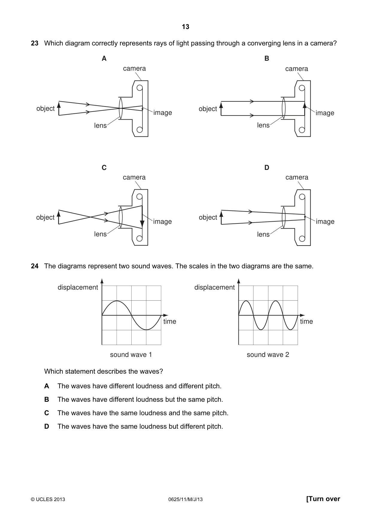 Cambridge IGCSE Physics 0625 2013 May/June Paper 1 · Variant 1 question paper, page 13 of 20