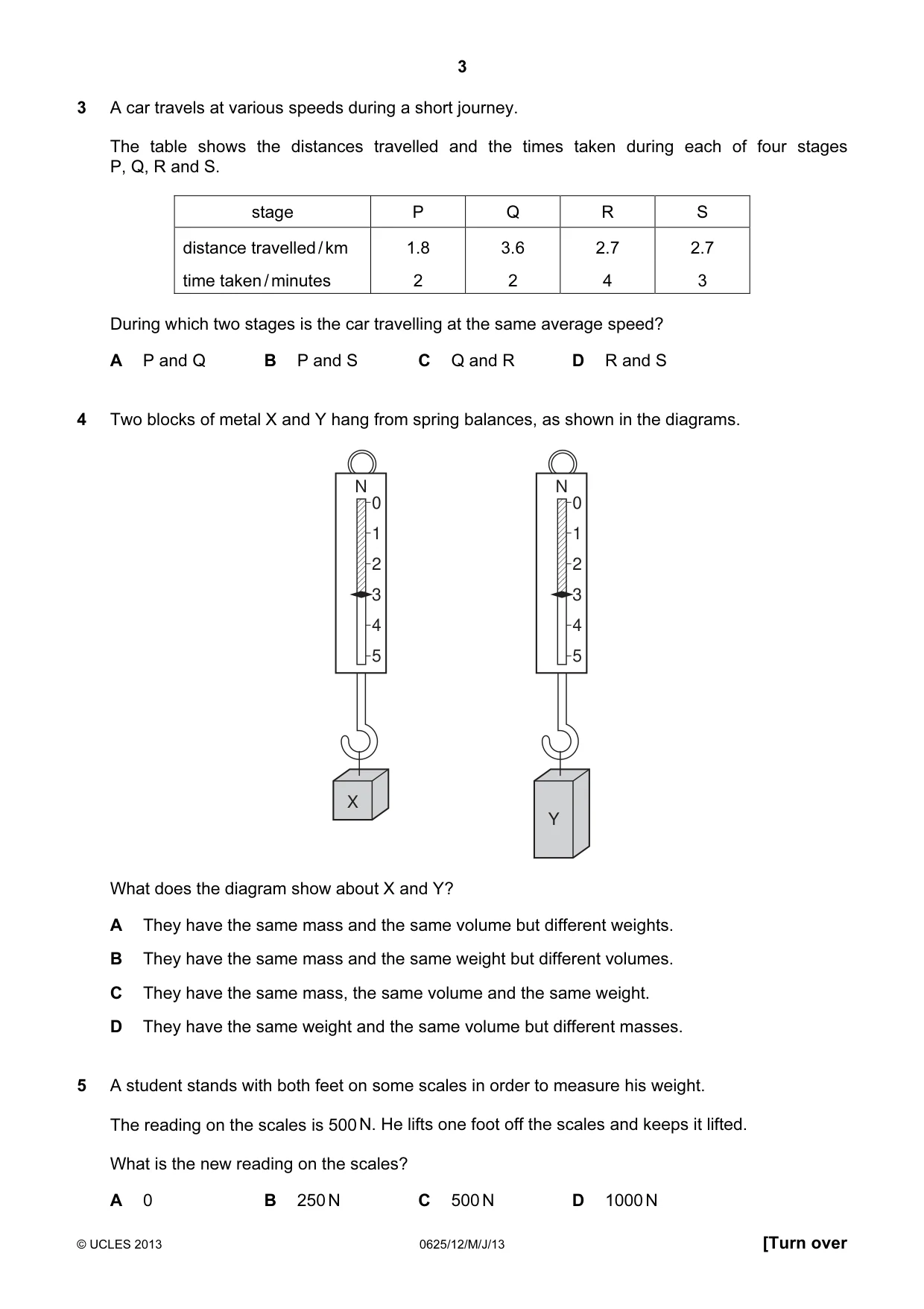 Cambridge IGCSE Physics 0625 2013 May/June Paper 1 · Variant 2 question paper, page 3 of 20