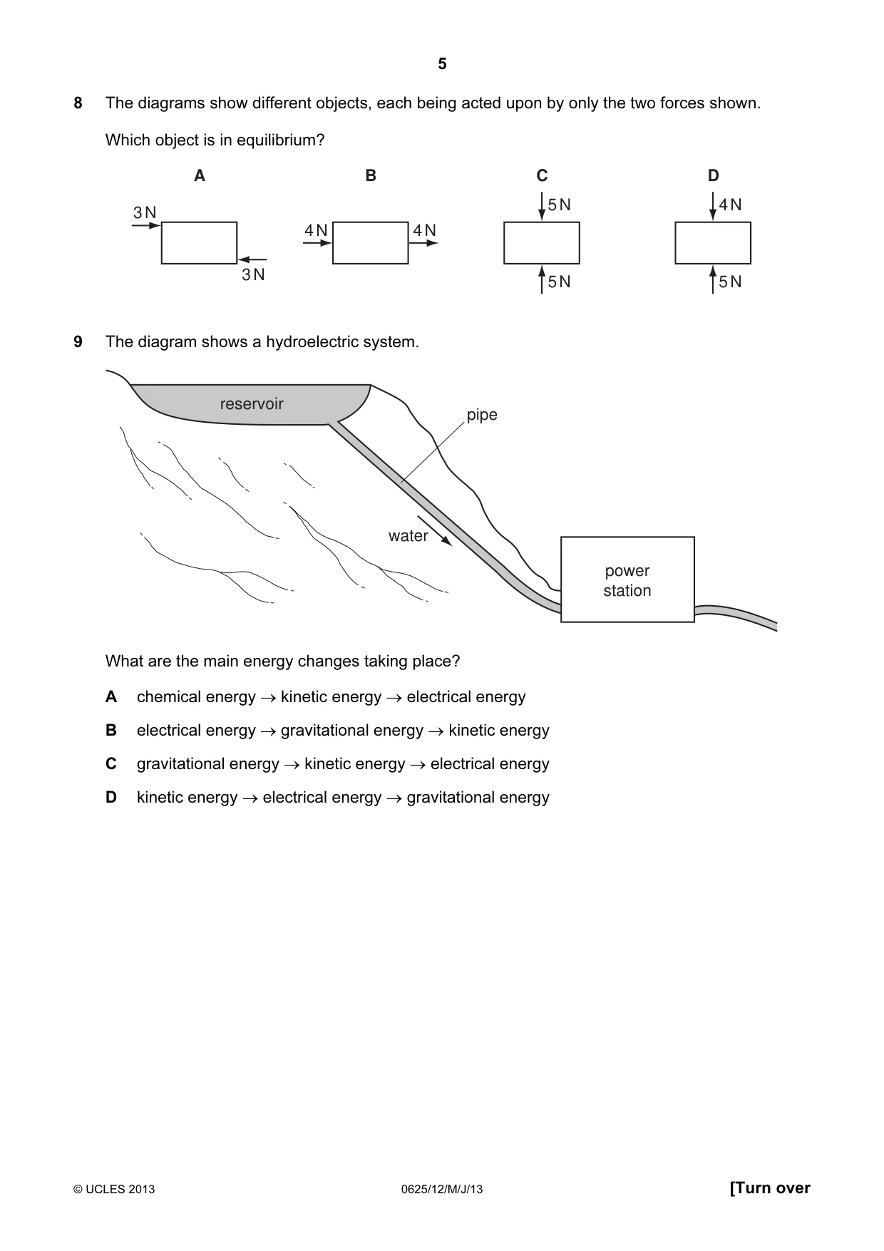 Cambridge IGCSE Physics 0625 2013 May/June Paper 1 · Variant 2 question paper, page 5 of 20