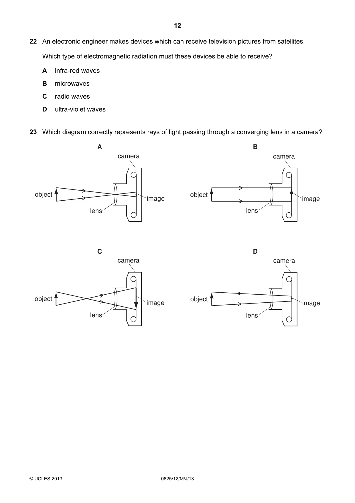 Cambridge IGCSE Physics 0625 2013 May/June Paper 1 · Variant 2 question paper, page 12 of 20