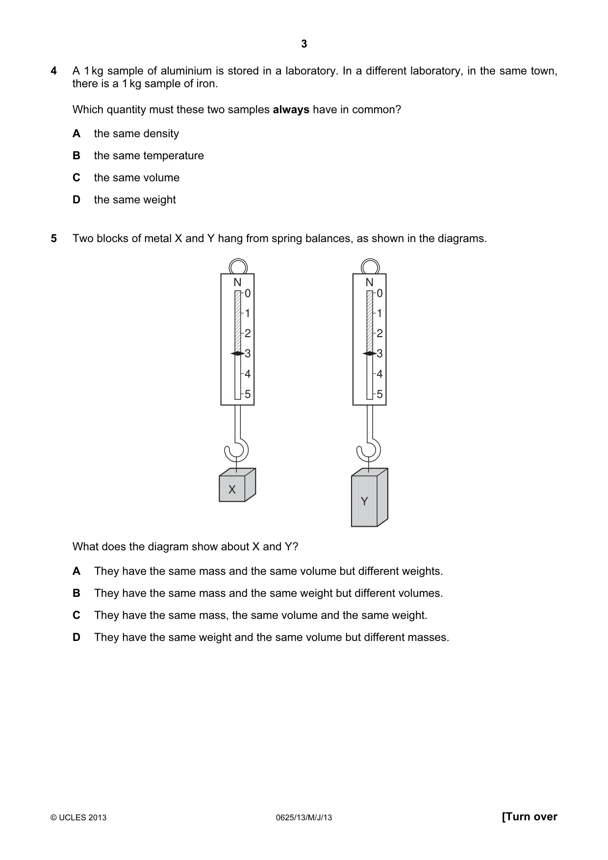 Cambridge IGCSE Physics 0625 2013 May/June Paper 1 · Variant 3 question paper, page 3 of 20