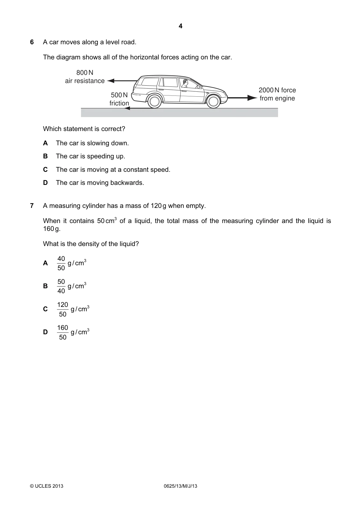 Cambridge IGCSE Physics 0625 2013 May/June Paper 1 · Variant 3 question paper, page 4 of 20