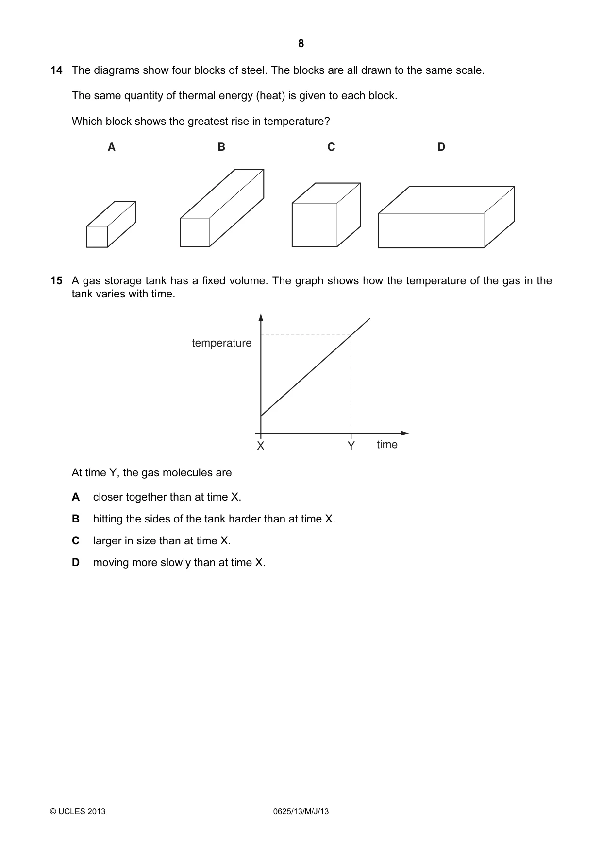 Cambridge IGCSE Physics 0625 2013 May/June Paper 1 · Variant 3 question paper, page 8 of 20