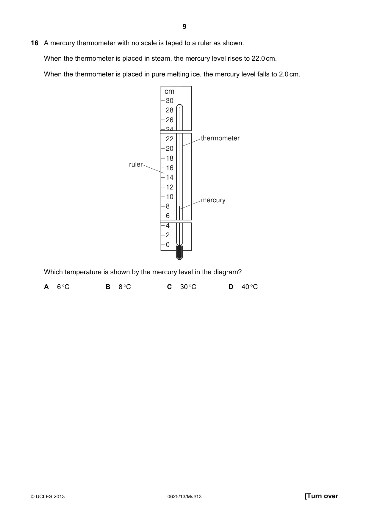 Cambridge IGCSE Physics 0625 2013 May/June Paper 1 · Variant 3 question paper, page 9 of 20