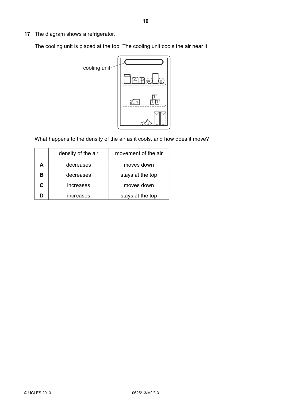 Cambridge IGCSE Physics 0625 2013 May/June Paper 1 · Variant 3 question paper, page 10 of 20