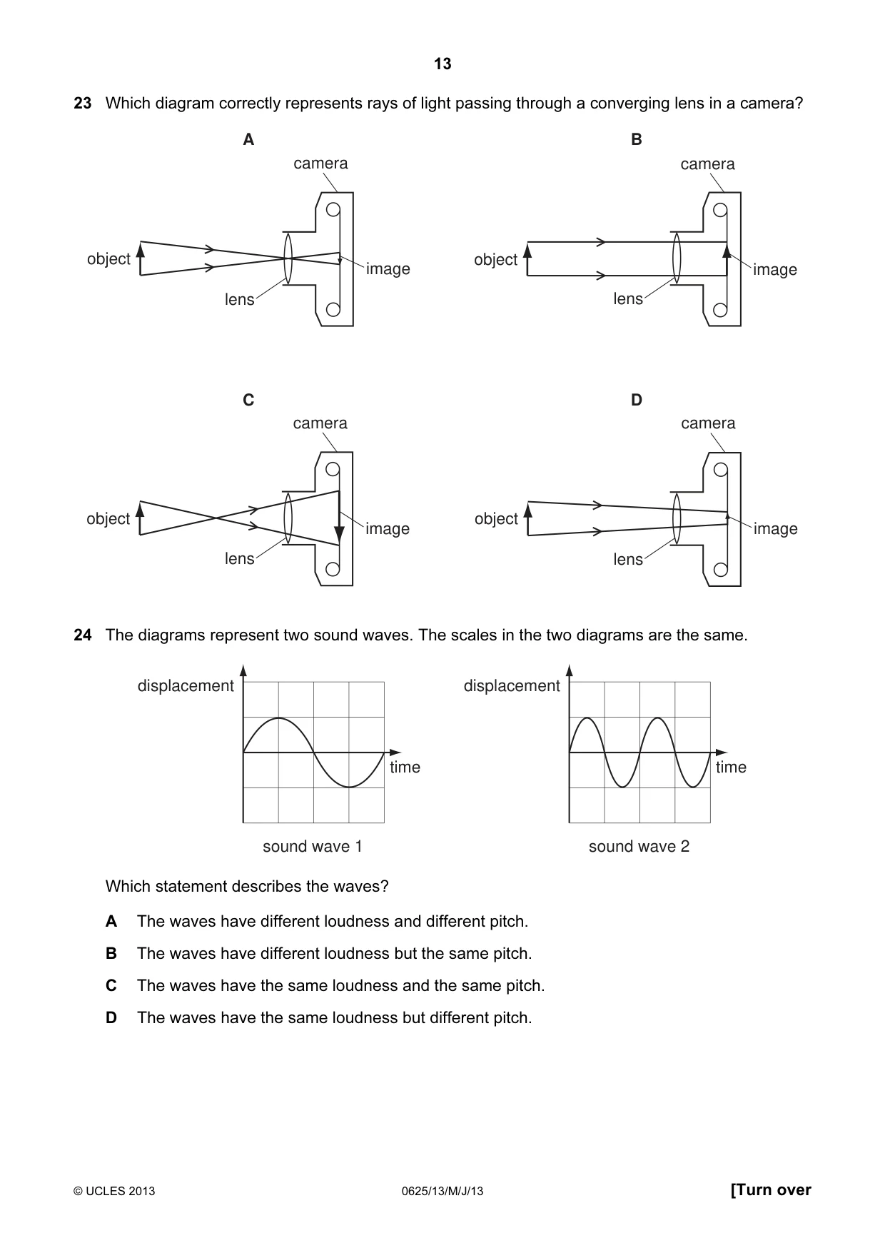 Cambridge IGCSE Physics 0625 2013 May/June Paper 1 · Variant 3 question paper, page 13 of 20