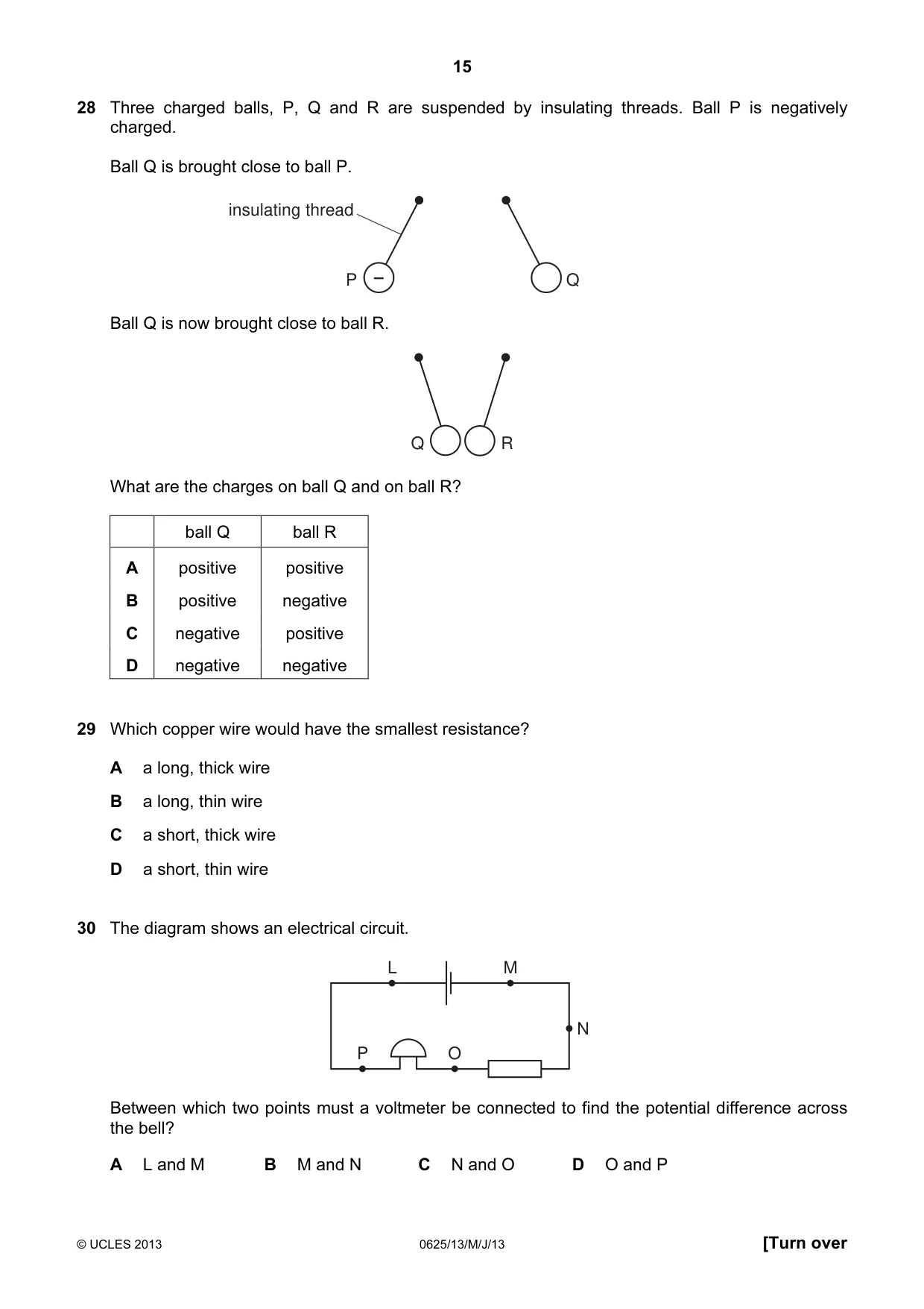 Cambridge IGCSE Physics 0625 2013 May/June Paper 1 · Variant 3 question paper, page 15 of 20
