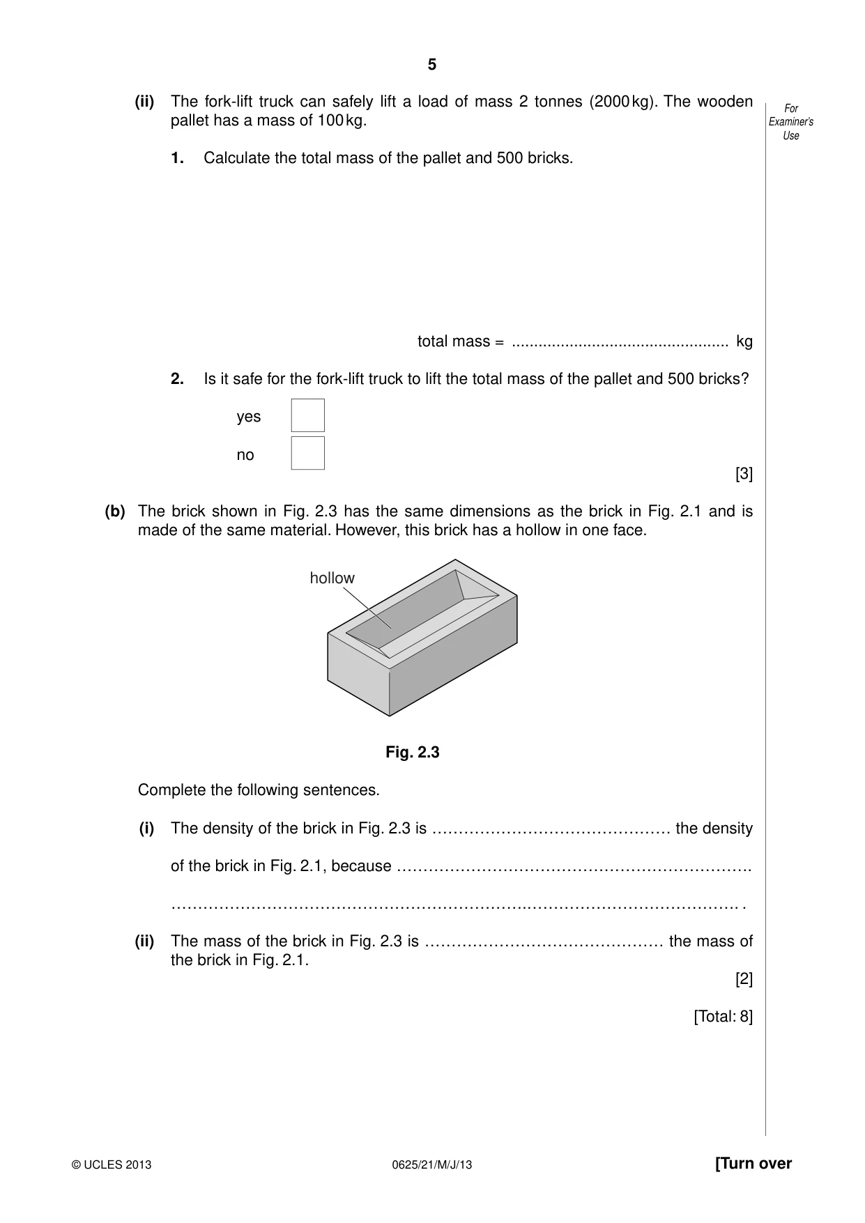 Cambridge IGCSE Physics 0625 2013 May/June Paper 2 · Variant 1 question paper, page 5 of 20