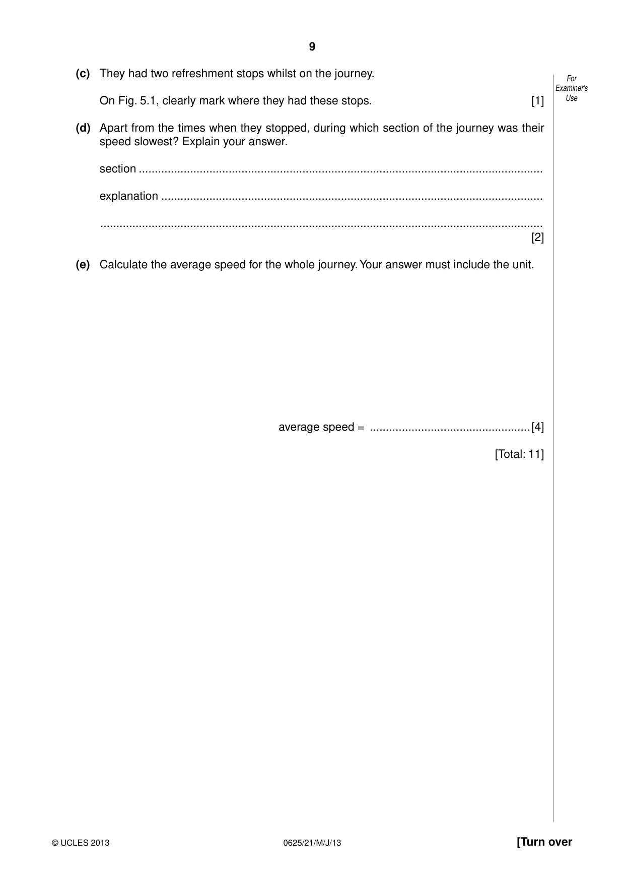 Cambridge IGCSE Physics 0625 2013 May/June Paper 2 · Variant 1 question paper, page 9 of 20