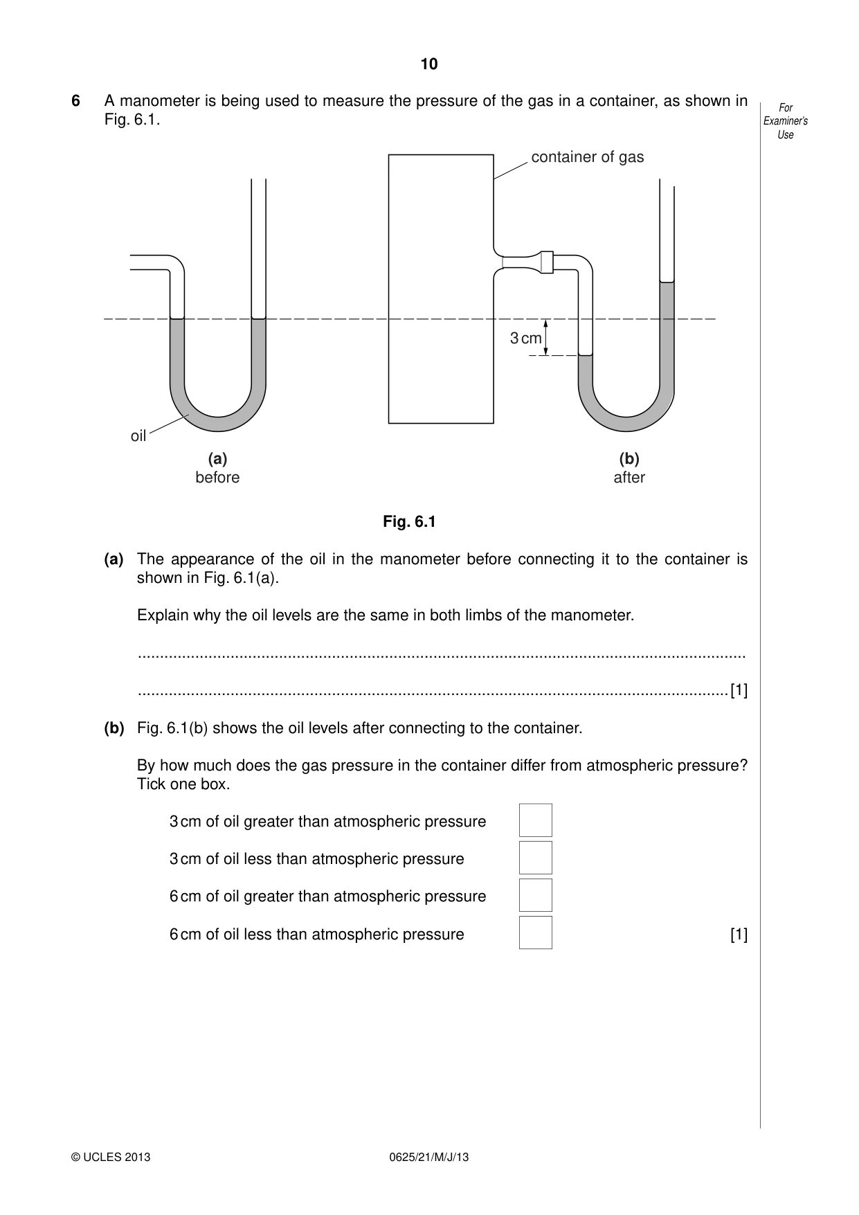 Cambridge IGCSE Physics 0625 2013 May/June Paper 2 · Variant 1 question paper, page 10 of 20