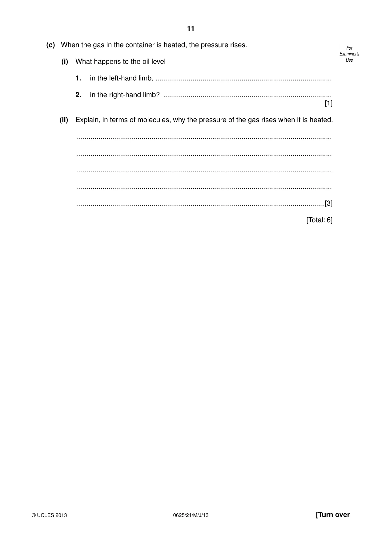Cambridge IGCSE Physics 0625 2013 May/June Paper 2 · Variant 1 question paper, page 11 of 20