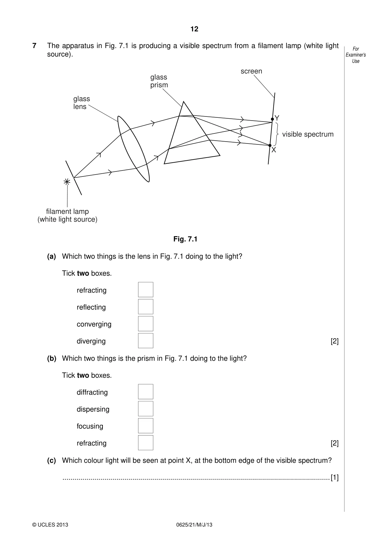 Cambridge IGCSE Physics 0625 2013 May/June Paper 2 · Variant 1 question paper, page 12 of 20
