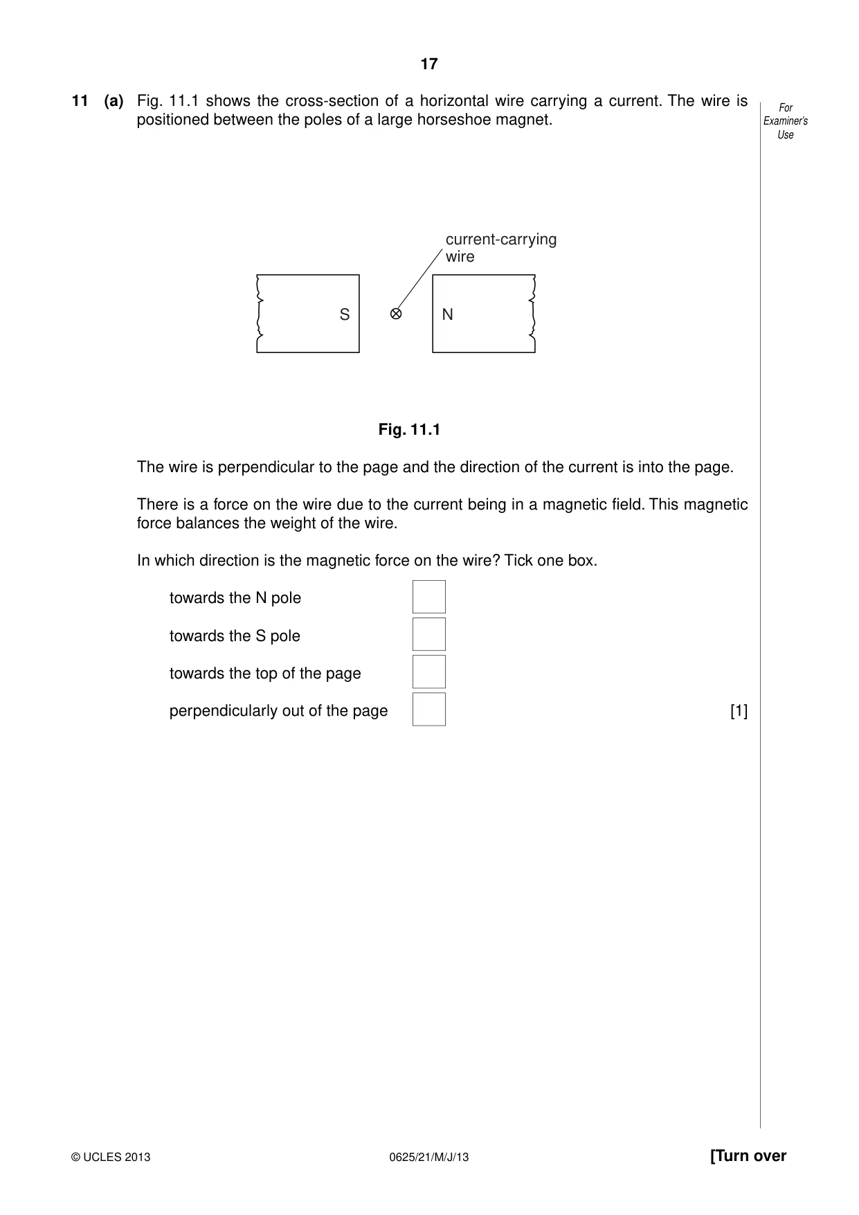 Cambridge IGCSE Physics 0625 2013 May/June Paper 2 · Variant 1 question paper, page 17 of 20