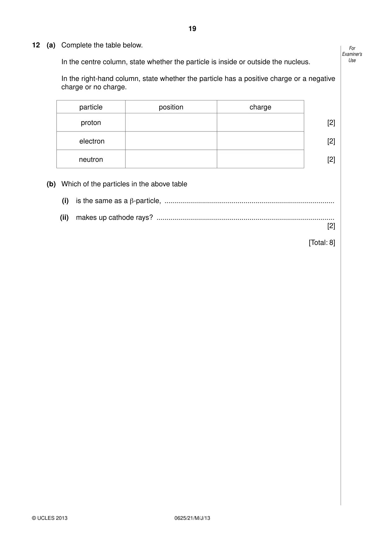Cambridge IGCSE Physics 0625 2013 May/June Paper 2 · Variant 1 question paper, page 19 of 20