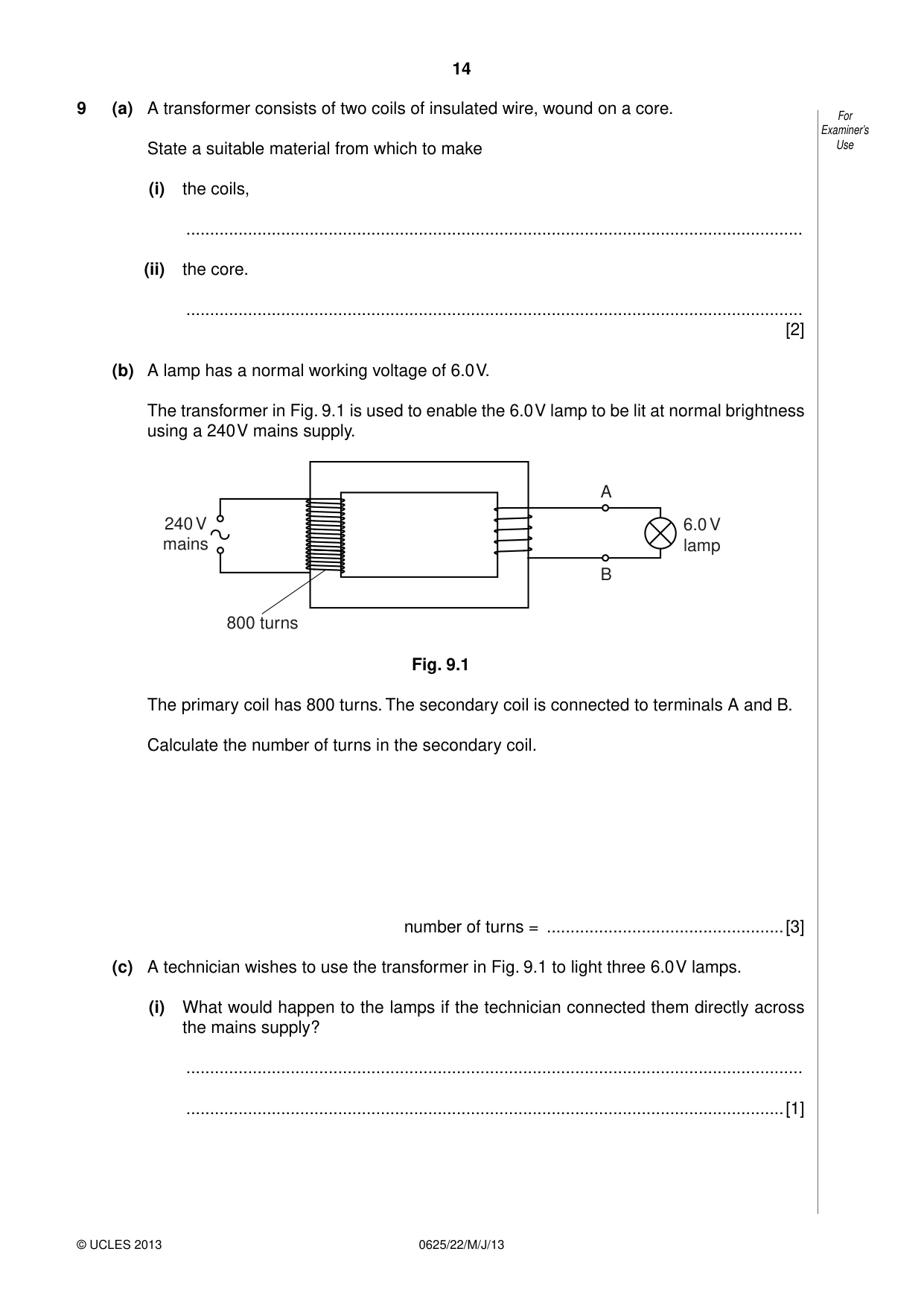 Cambridge IGCSE Physics 0625 2013 May/June Paper 2 · Variant 2 question paper, page 14 of 20