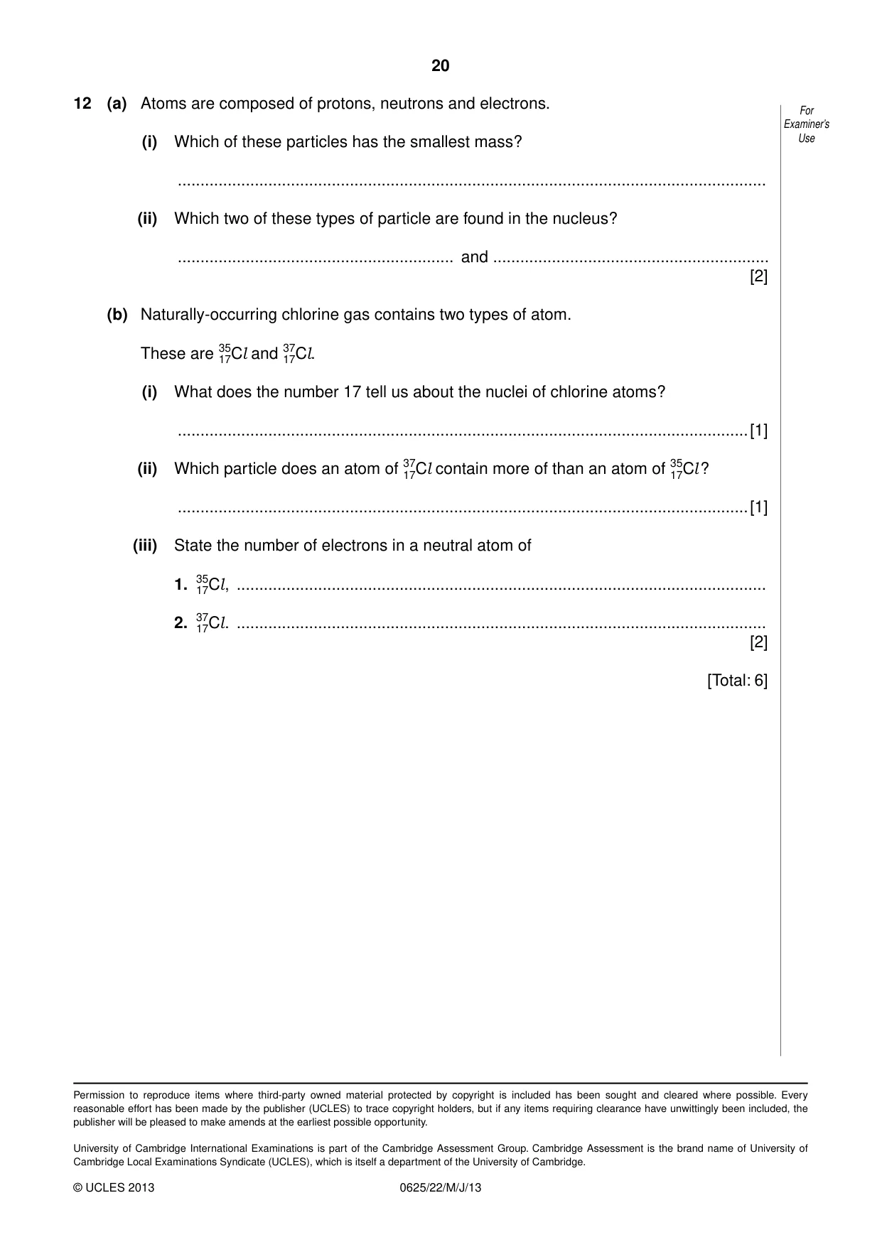 Cambridge IGCSE Physics 0625 2013 May/June Paper 2 · Variant 2 question paper, page 20 of 20
