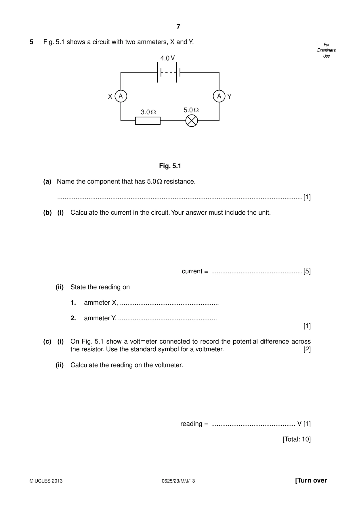 Cambridge IGCSE Physics 0625 2013 May/June Paper 2 · Variant 3 question paper, page 7 of 16