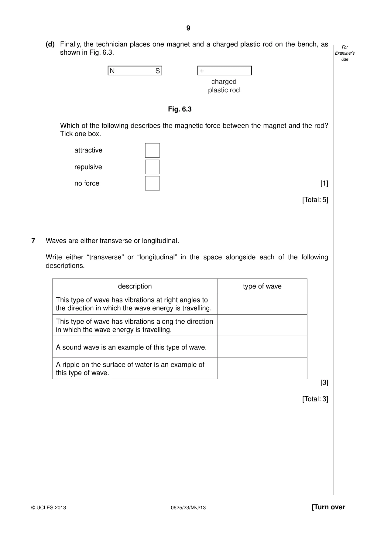 Cambridge IGCSE Physics 0625 2013 May/June Paper 2 · Variant 3 question paper, page 9 of 16