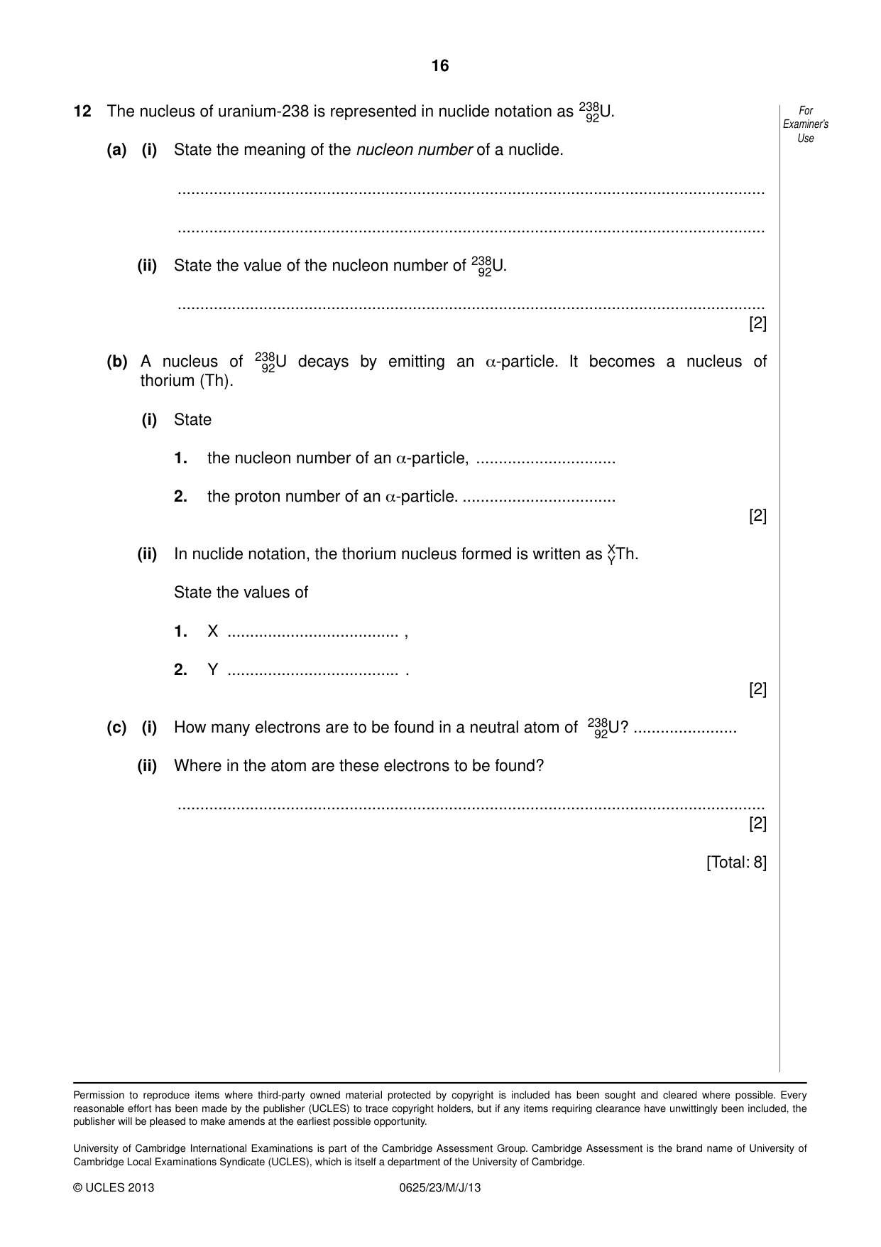 Cambridge IGCSE Physics 0625 2013 May/June Paper 2 · Variant 3 question paper, page 16 of 16