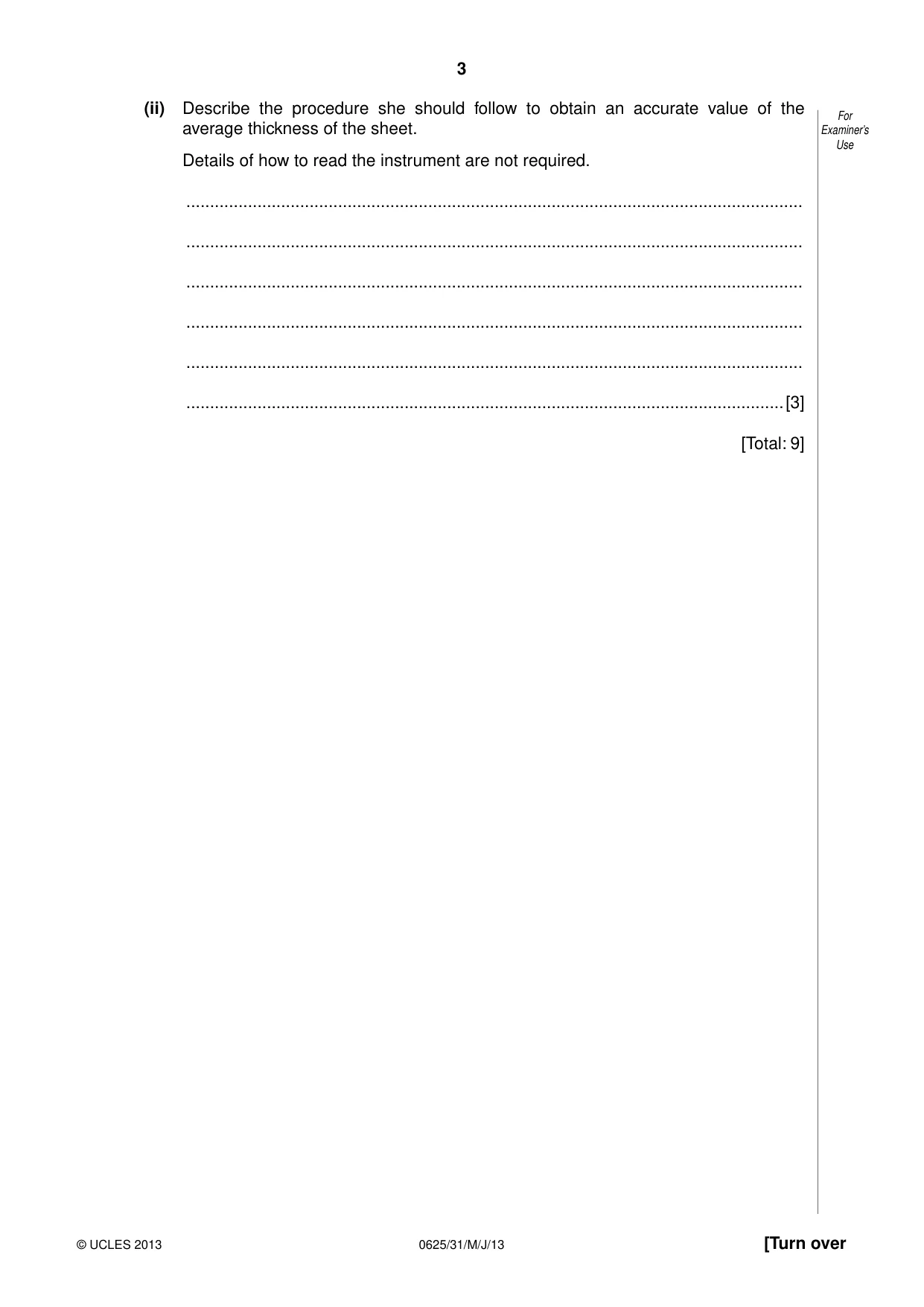 Cambridge IGCSE Physics 0625 2013 May/June Paper 3 · Variant 1 question paper, page 3 of 20