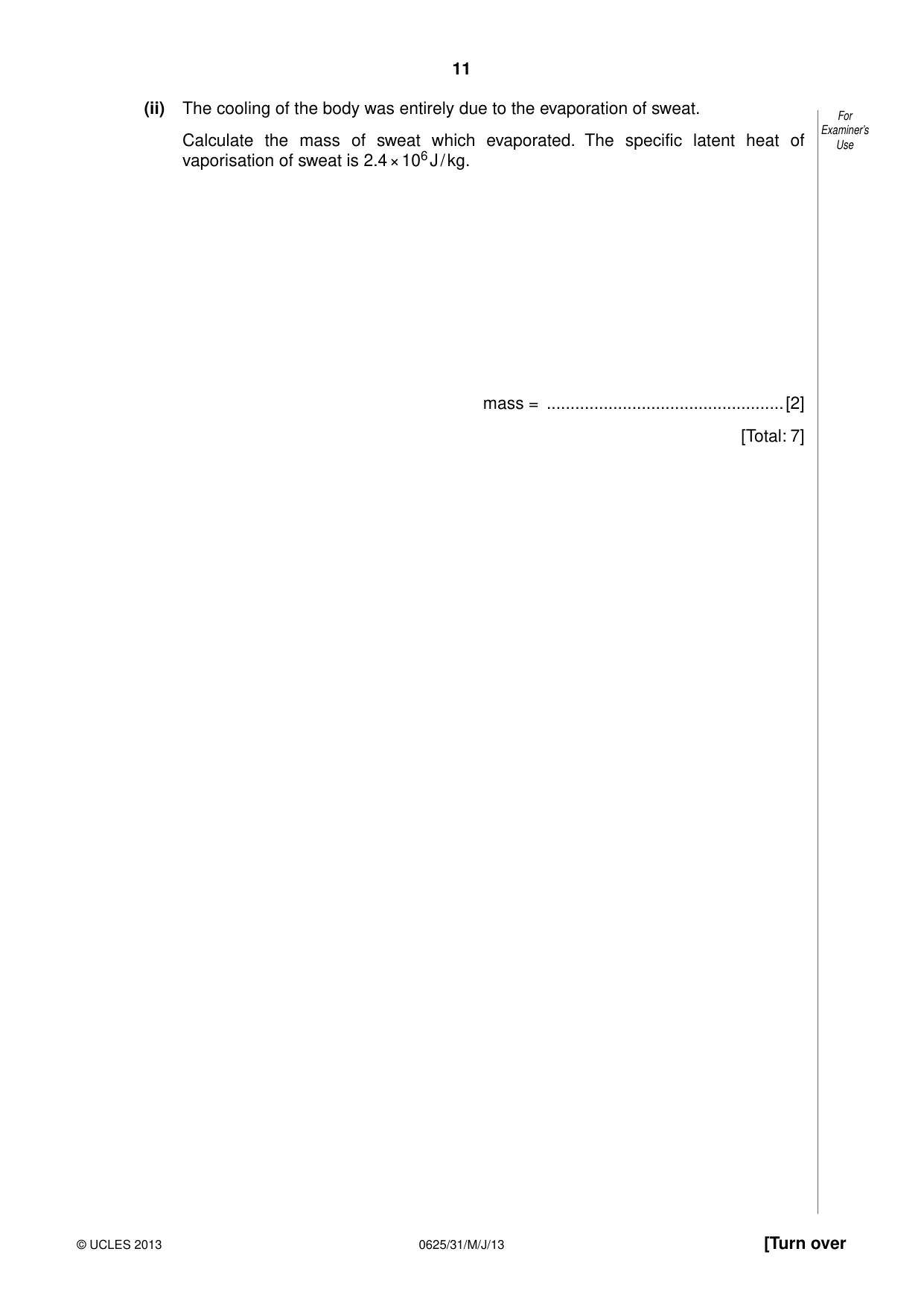 Cambridge IGCSE Physics 0625 2013 May/June Paper 3 · Variant 1 question paper, page 11 of 20