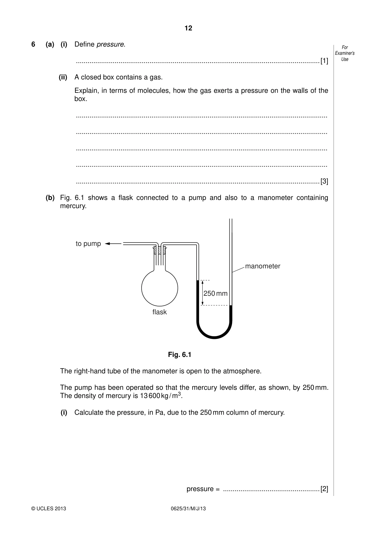 Cambridge IGCSE Physics 0625 2013 May/June Paper 3 · Variant 1 question paper, page 12 of 20